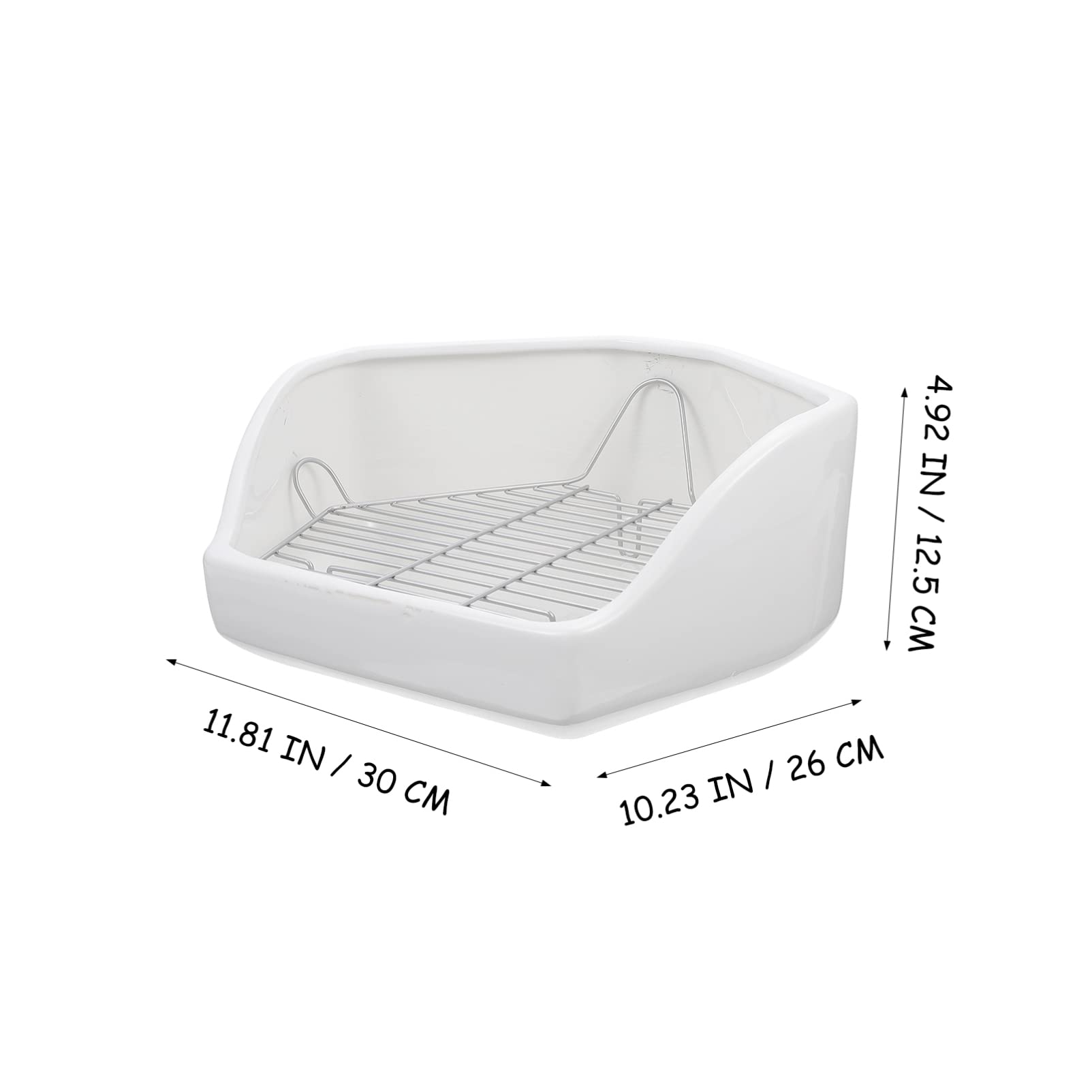 Ceramic Rabbit Litter Box - Corner Small Animal Toilet for Bunnies, Hamsters, Guinea Pigs & Chinchillas | White Pet Potty Trainer with Litter Tray | Perfect for Cage & Indoor Use