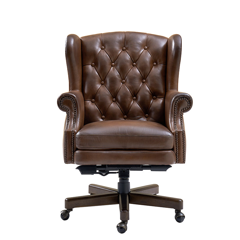 Premium Ashtin Genuine Leather Office Chair - Ergonomic Executive Desk Chair with Adjustable Height & Lumbar Support - Perfect for Home Office, Conference Rooms & Workspaces