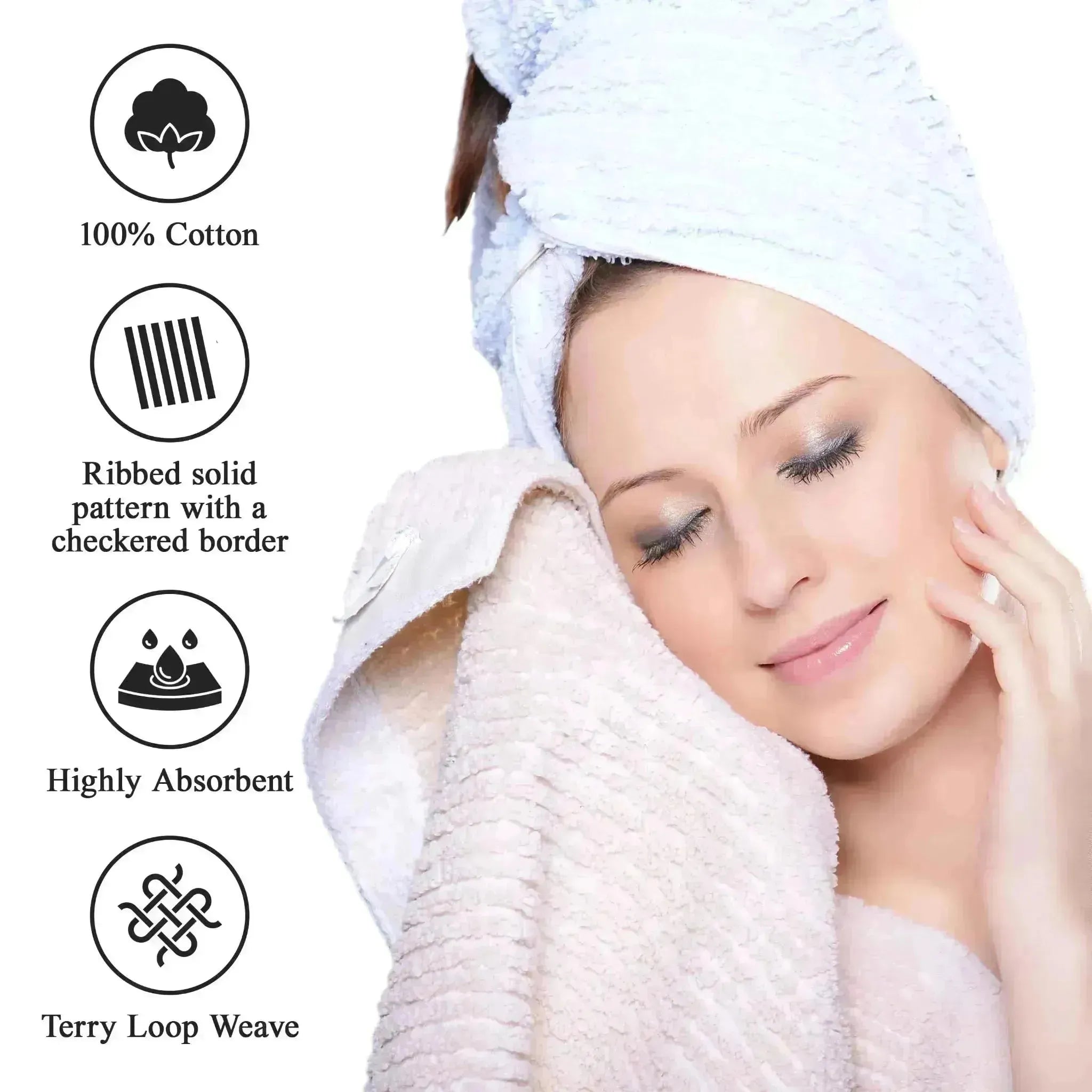 Premium Soho Ribbed Cotton Hand Towel Set - 4-Piece Ultra Absorbent Bath Towels for Kitchen, Bathroom & Gym - Soft & Quick-Drying