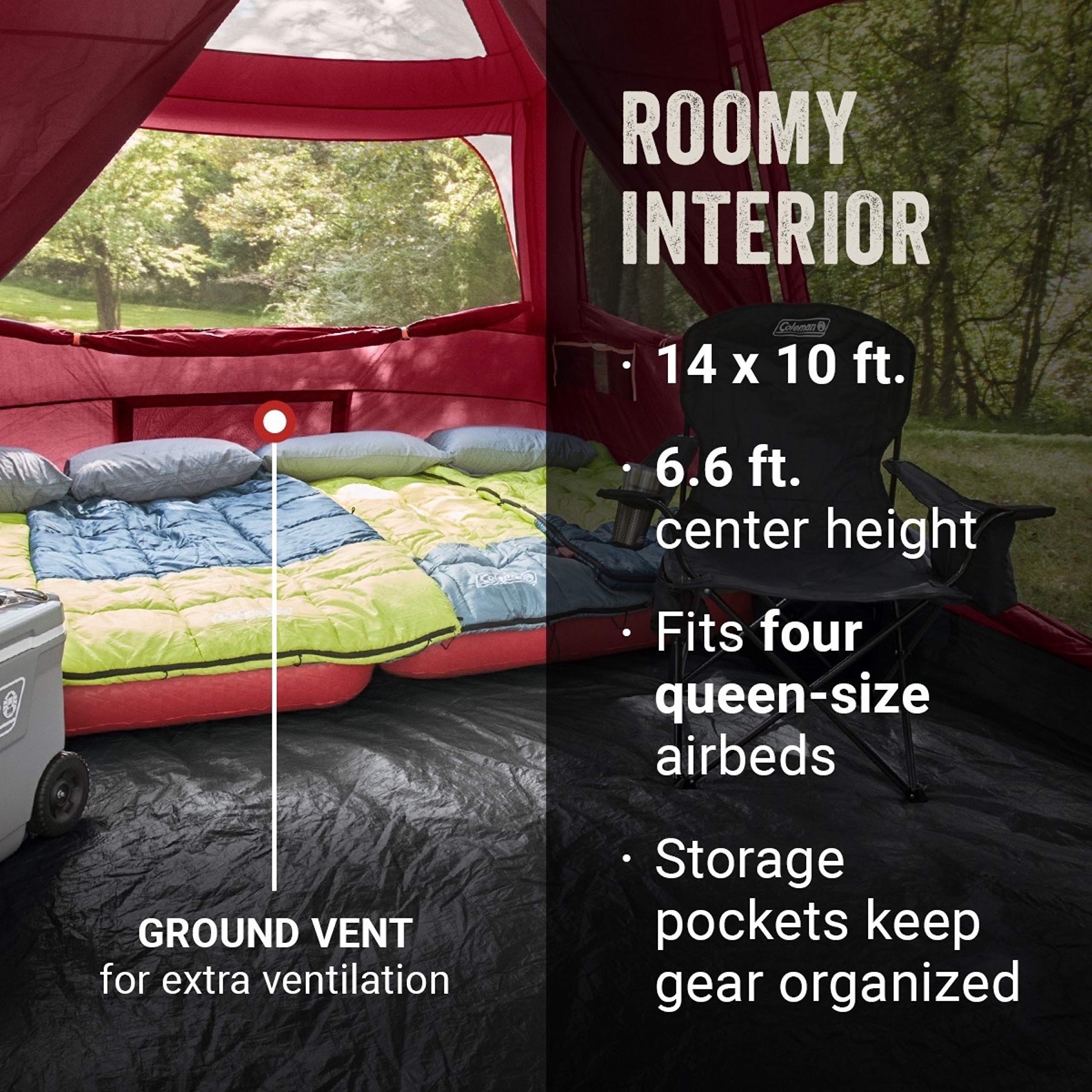 Coleman Skylodge 8/10/12 Person Family Camping Tent - Weatherproof with Screen Room, Color-Coded Poles & Storage - Perfect for Family Camping, Hiking & Outdoor Adventures