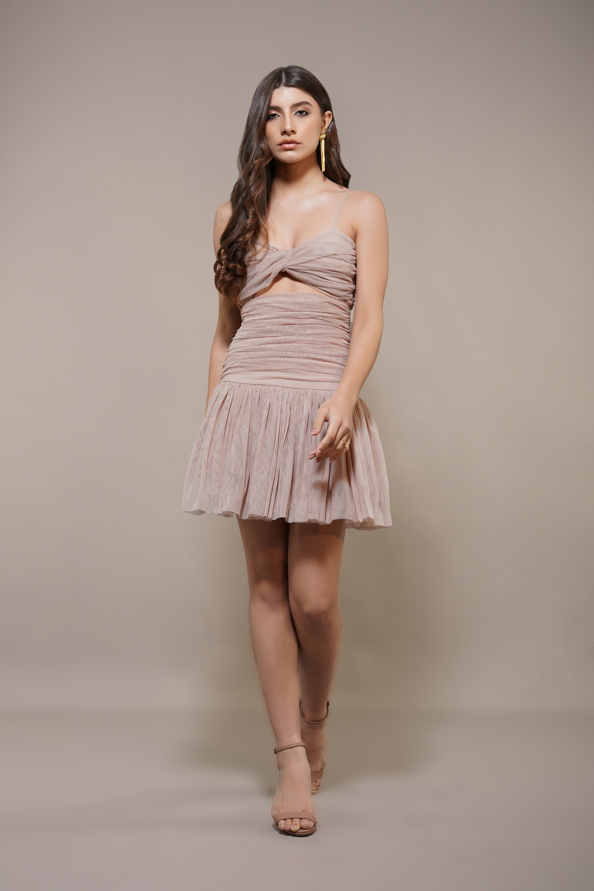 Theodora Mini Dress in Blush - Elegant Short Sleeve Party Dress for Women, Perfect for Cocktail Parties, Date Nights & Special Occasions