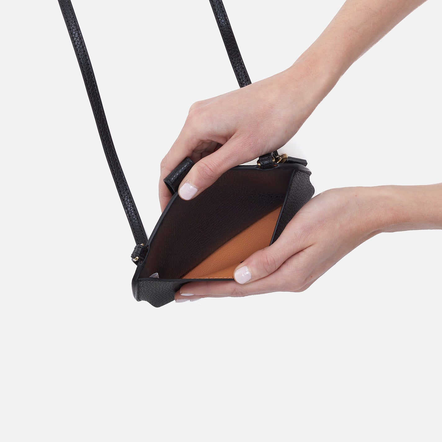 Vida Phone Crossbody Bag in Micro Pebbled Leather - Black | Small Leather Purse for Women | Perfect for Everyday Use, Travel & Shopping