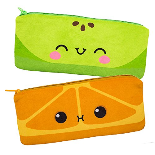 Cutie Fruities Scented Pencil Pouch - Orange & Apple Aroma - Kids School Supplies, Classroom Rewards & Teacher Gifts by Scentco - Perfect for Back to School, Homework Organization & Student Incentives