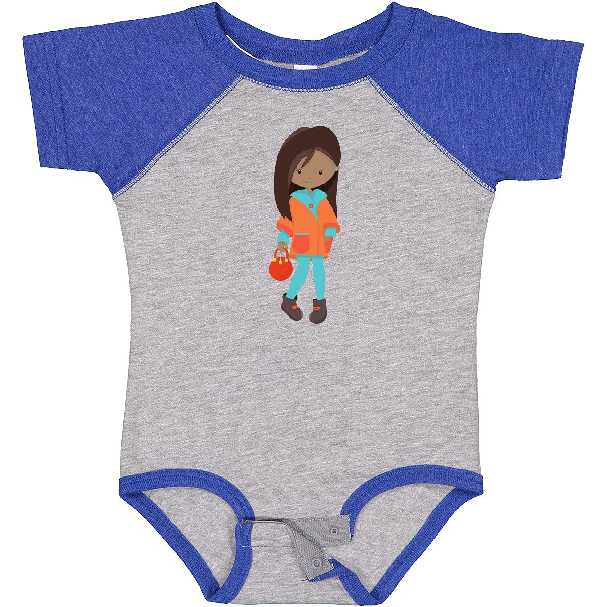 Inktastic African American Girl Fashion Baby Bodysuit - Orange Jacket Style for Casual Outings & Family Photos