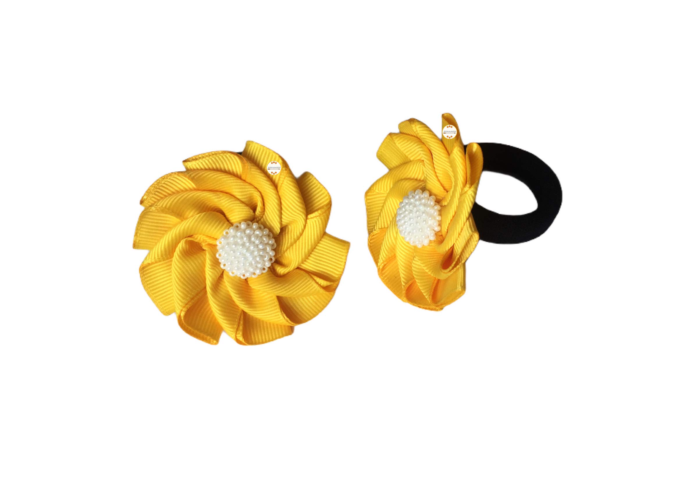 Hands-Free Pinwheel Ponytail Holders for Girls - Vibrant Yellow Hair Accessories for School, Sports & Playtime