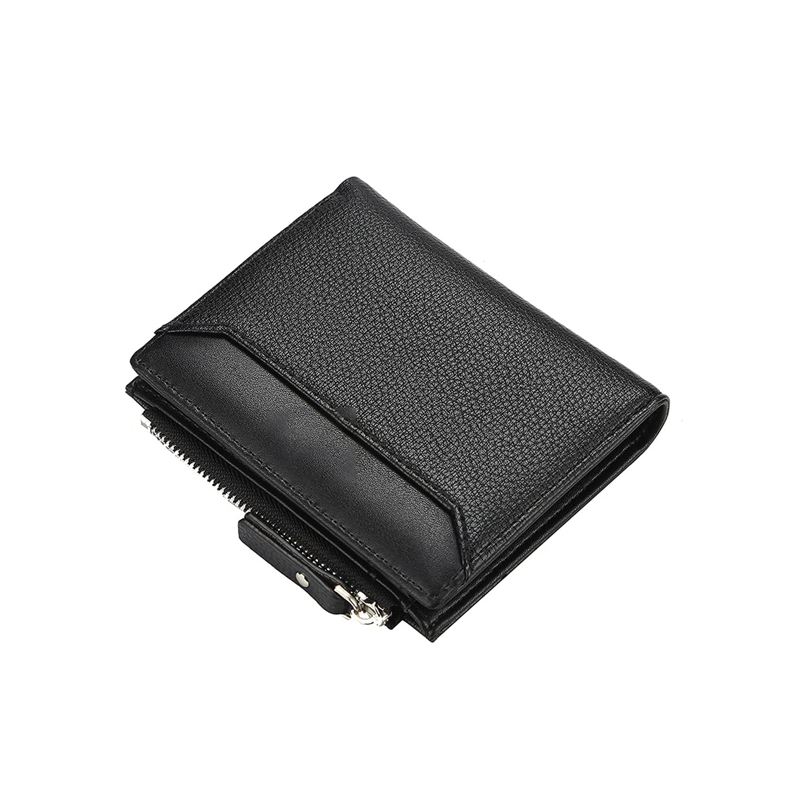 Premium Men's Slim RFID Blocking Wallet - Compact Zipper Card Holder with Coin Pocket - Stylish & Durable Leather Wallet for Men (Black) - Perfect for Everyday Use, Travel & Business