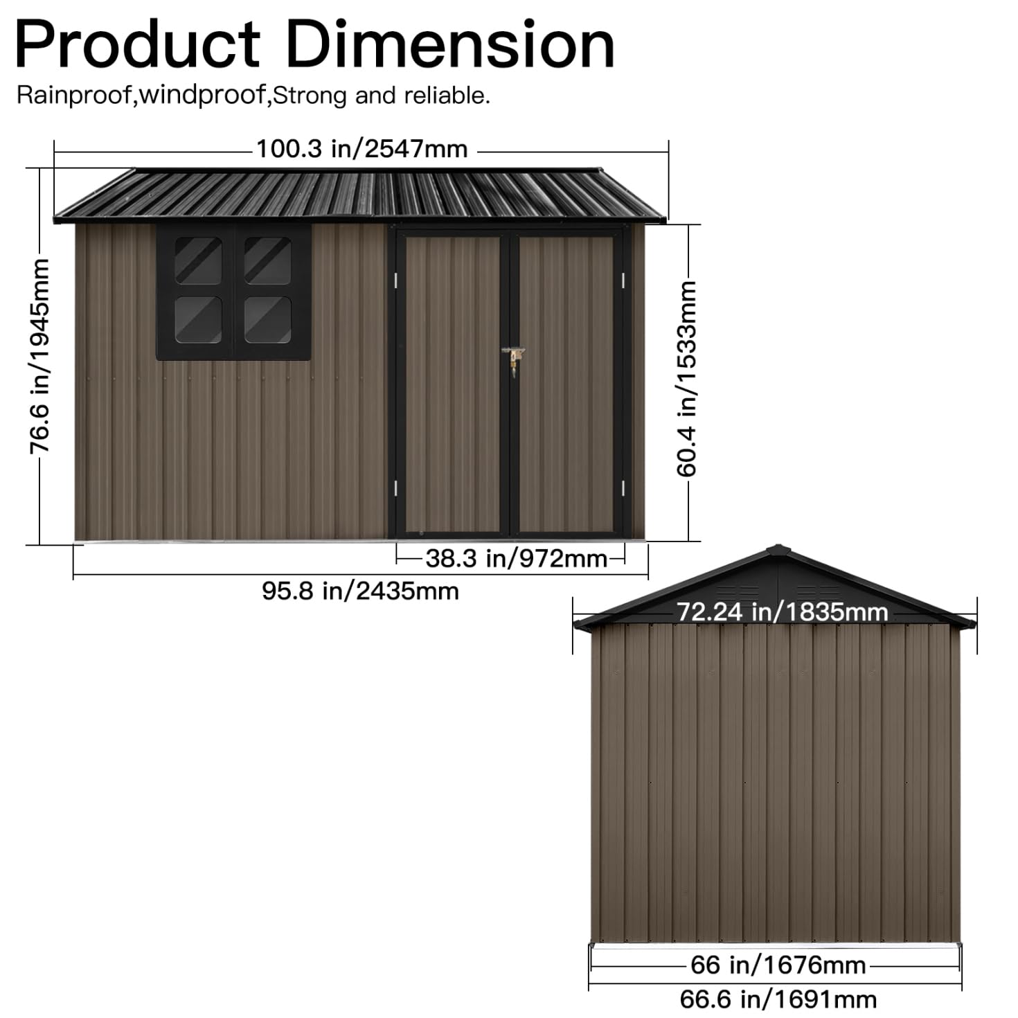8x6 FT Heavy Duty Metal Outdoor Storage Shed - Weatherproof Tool Shed with Lockable Door, Ventilation & Window - Perfect for Garden Tools, Lawn Mower, Bike Storage (Backyard, Garage & Home Organization)
