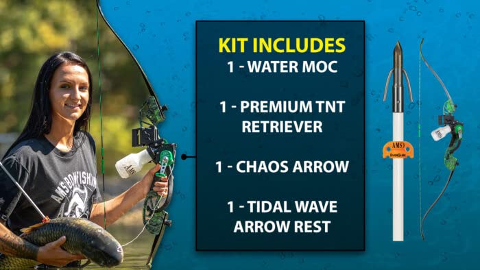 AMS Bowfishing Water Moc Recurve Bowfishing Kit - Right Handed Bow for Fishing | Complete Bowfishing Set with Recurve Bow, Arrows & Accessories | Perfect for Shallow Water Hunting and Outdoor Sports