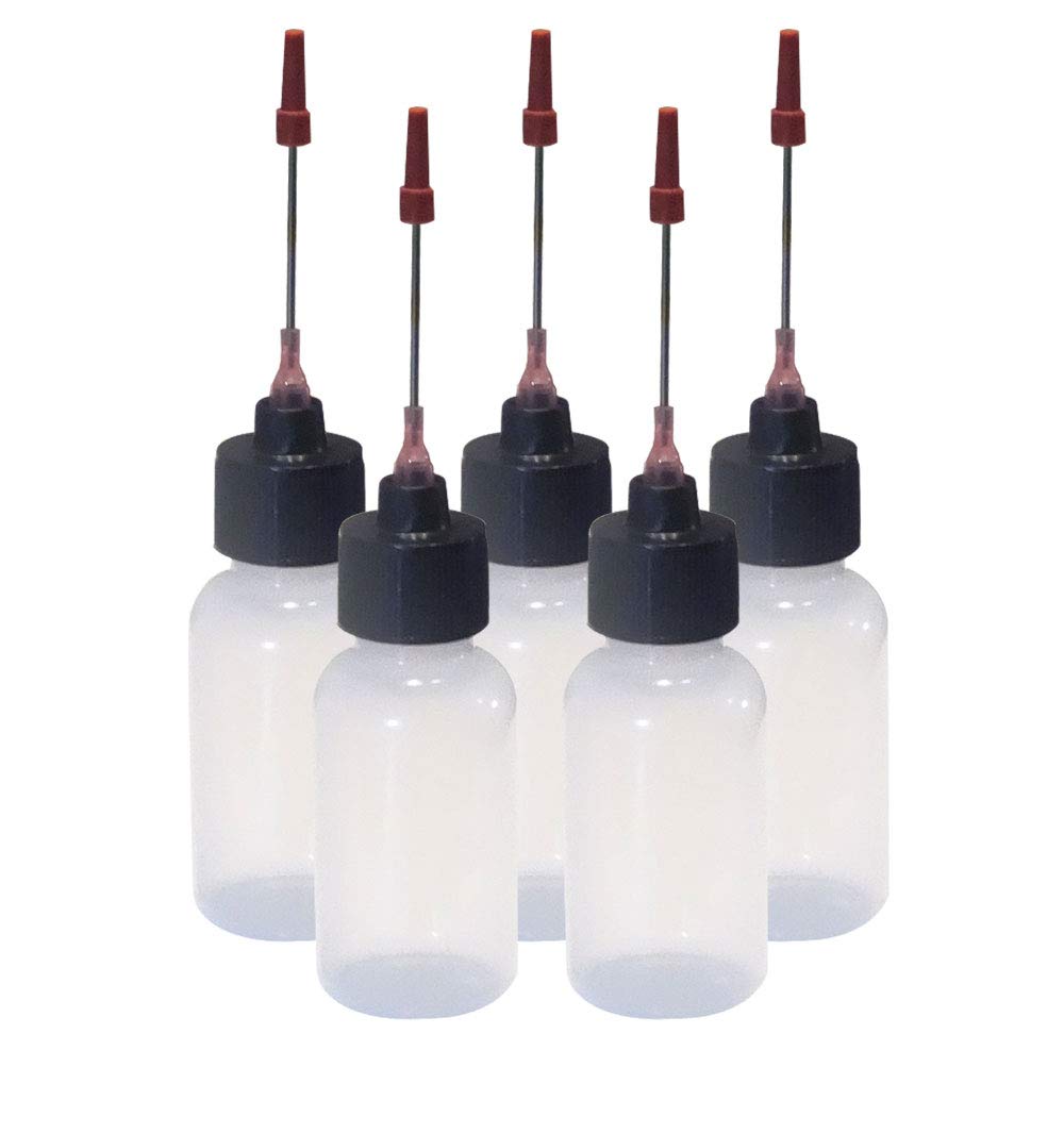 5-Pack 1 OZ Bottles with Stainless Steel Needle Tip for Gun Oils - Precision Lubrication for Firearms, Tools & Machinery (Ideal for Gun Maintenance, DIY Projects & Industrial Use)