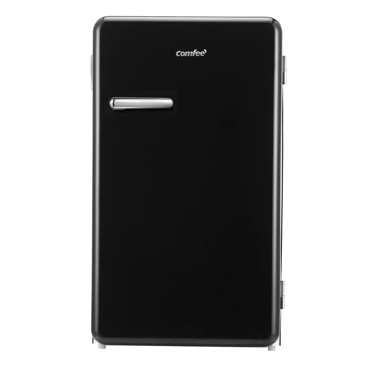 COMFEE 3.3 Cu Ft Retro Mini Fridge - Energy Efficient Compact Refrigerator with Adjustable Thermostat, Removable Shelf & Adjustable Legs - Sleek Black Retro Design with HIPS Interior - Perfect for Dorm Room, Bedroom, Office, Garage or Small Apartment [Black]
