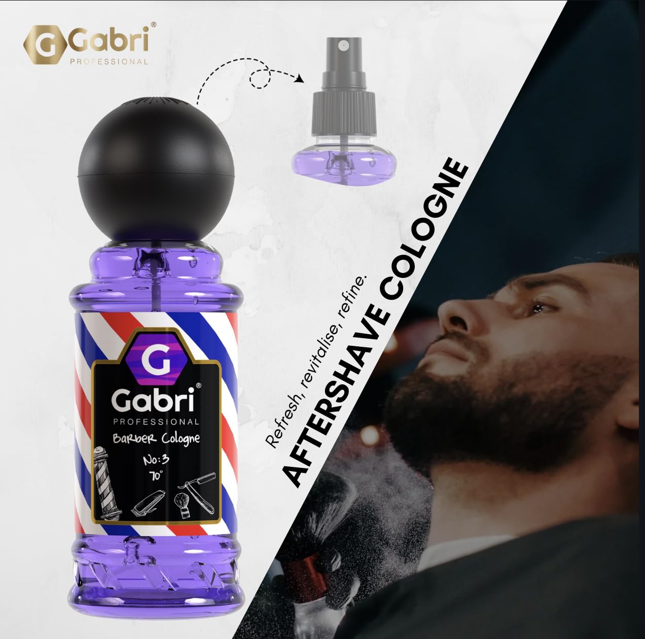 Premium Gabri Men's Cologne 250ml - Eau De Cologne & Aftershave with Vanilla, Tonka Bean & Frankincense - Barber Shop Scent for Relaxation & Refreshment - Perfect for Daily Wear, Special Occasions & Gifting