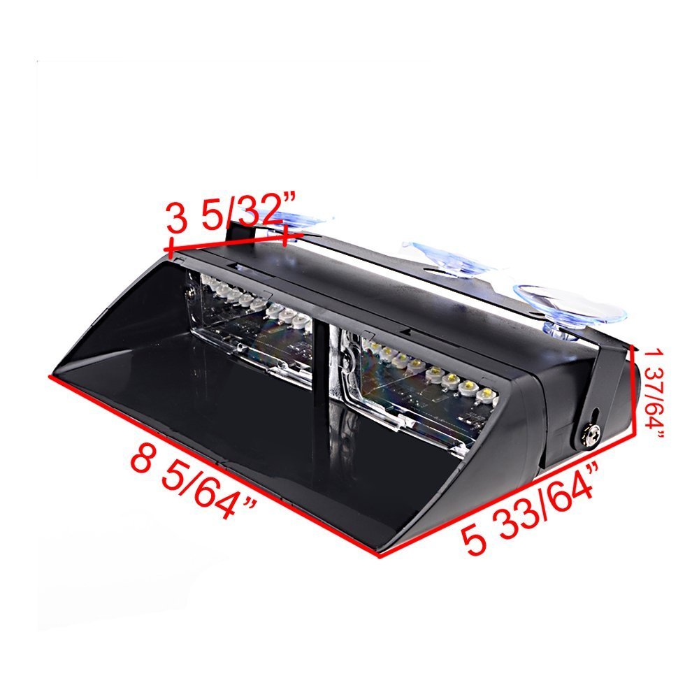 12 RGB Strobe LED Light with 8 Flashing Modes - Multi-Color Emergency Vehicle Dash Warning Light with On/Off Switch & Cigarette Adapter - Perfect for Police Cars, Ambulances, Construction Vehicles & Roadside Emergencies