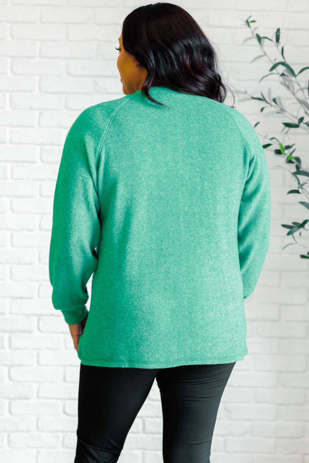 Keeping it Real Brushed Melange Hacci Long Sleeve Tee in Forest Green | Soft Casual Women's Top for Fall & Winter | Perfect for Layering, Coffee Dates and Weekend Outfits