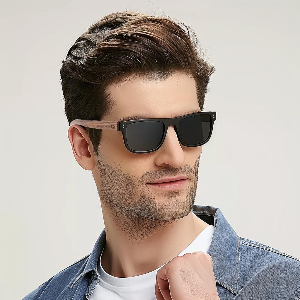 Polarized Wood Sunglasses for Men & Women - UV Protection, Lightweight & Stylish - Perfect for Driving, Fishing, and Outdoor Activities