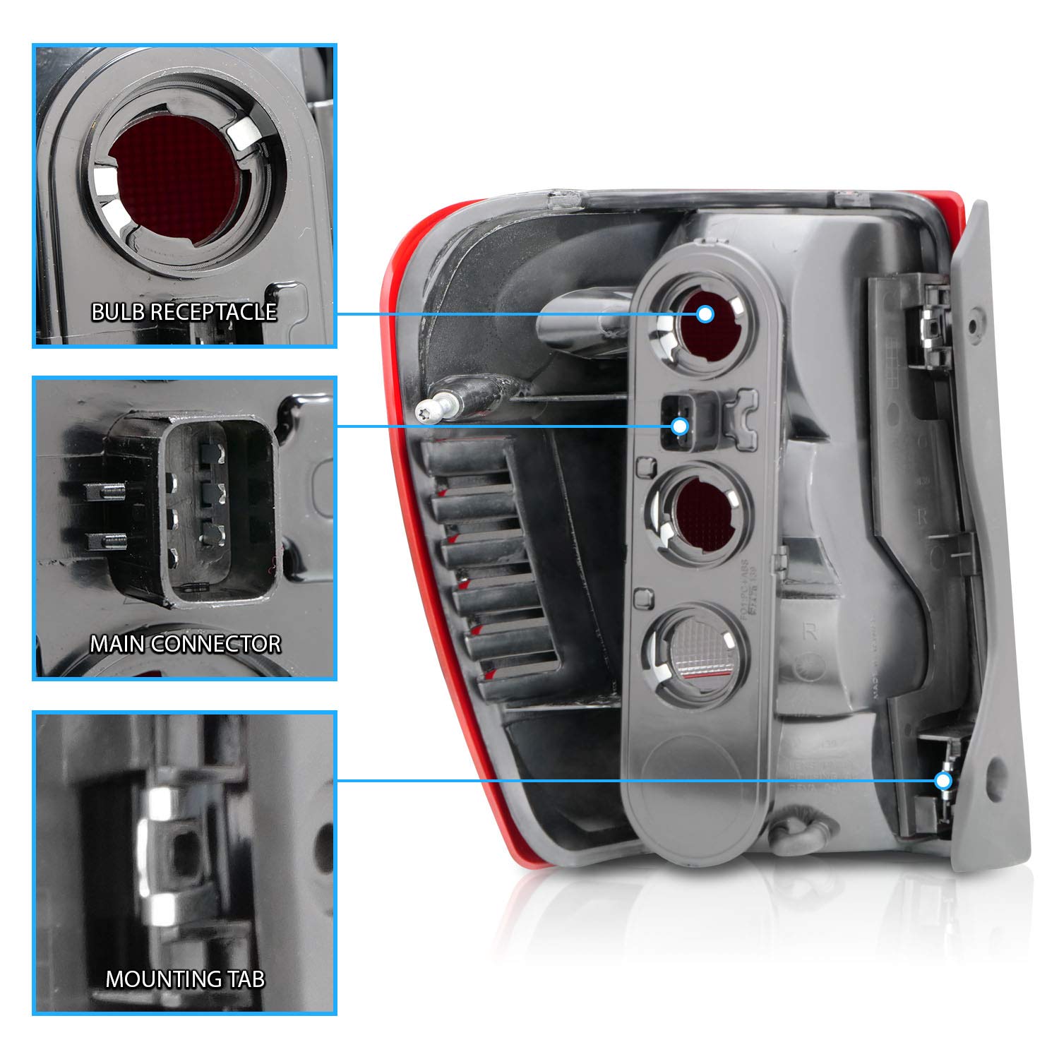 AmeriLite 1999-2004 Jeep Grand Cherokee Replacement Tail Lights - Dark Red Pair (Left & Right) for Enhanced Visibility & Style - Perfect for Night Driving and Off-Road Adventures