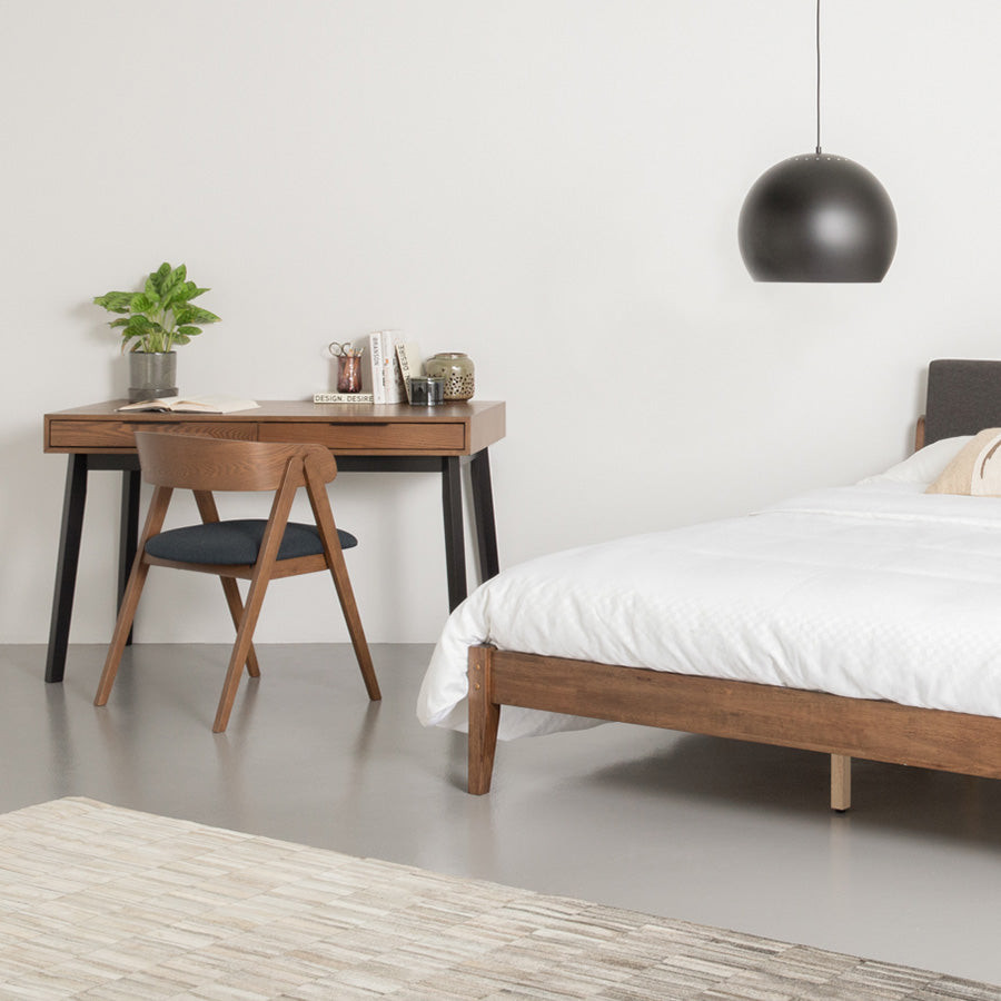 MALTON 120cm Study Desk - Black & Walnut Finish, Modern Writing Desk for Home Office, Dorm Room, or Small Spaces