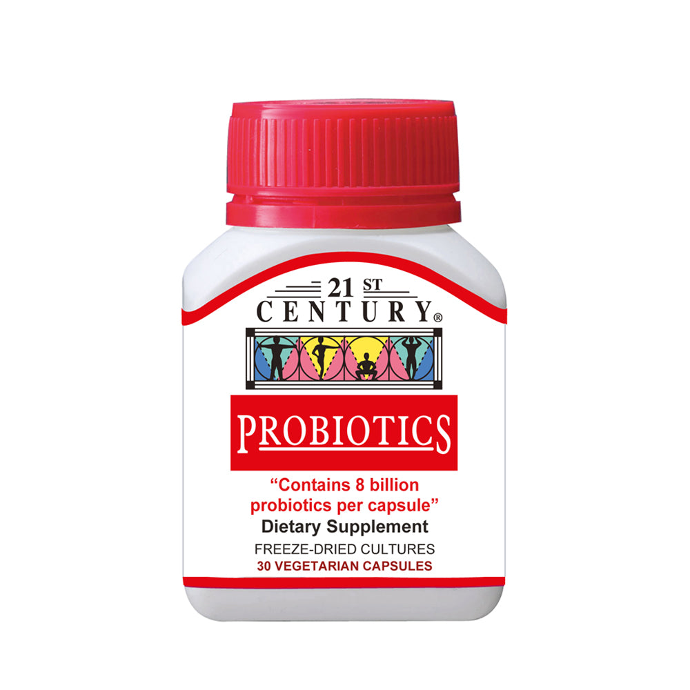 21st Century Probiotics 8 Billion CFU - 30 Vegetarian Capsules for Digestive & Immune Support - Daily Gut Health Supplement for Adults & Seniors - Perfect for Travel & Active Lifestyles