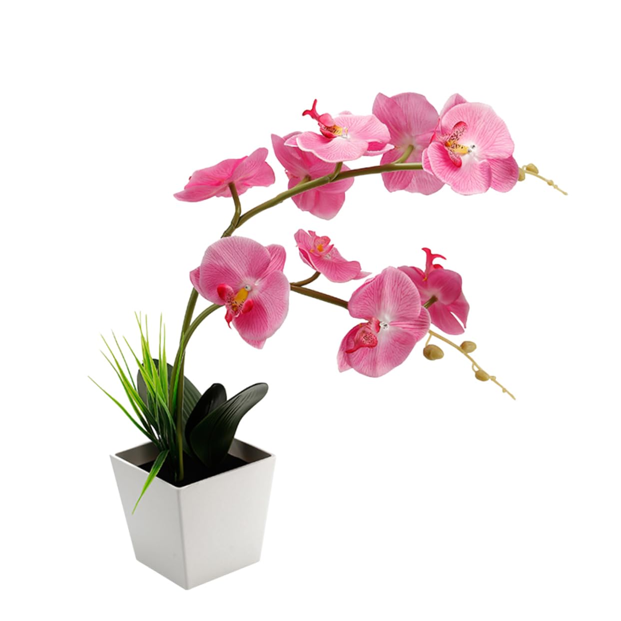9 Pack Artificial Flower Light - LED Pink Decorative Lights with Green Plant Pot, Faux Orchids & Greenery for Home, Office, Wedding Decor - Perfect for Indoor & Outdoor Decoration