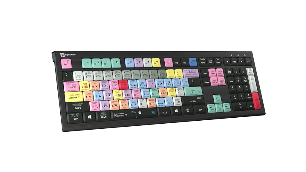 LogicKeyboard ASTRA 2 Series Backlit Wired Keyboard for Adobe Photoshop CC - US English Layout - Perfect for Graphic Designers & Photo Editors