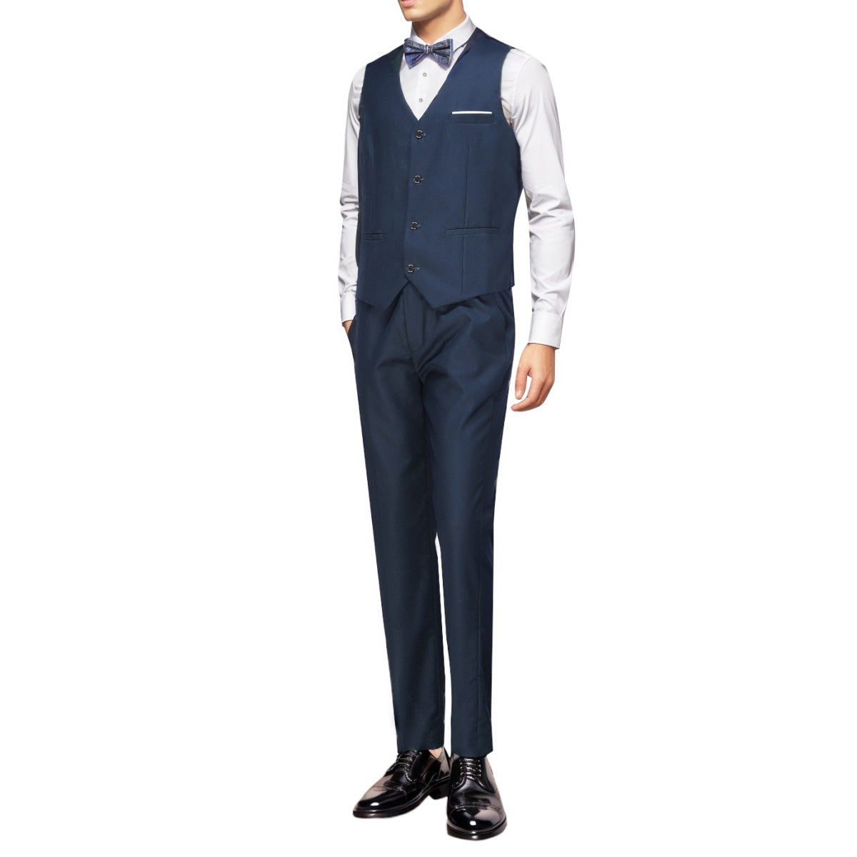 Slim Fit One Button Casual Blue 3 Piece Suit for Men - Business, Wedding & Formal Events | Comfortable & Stylish Office Wear