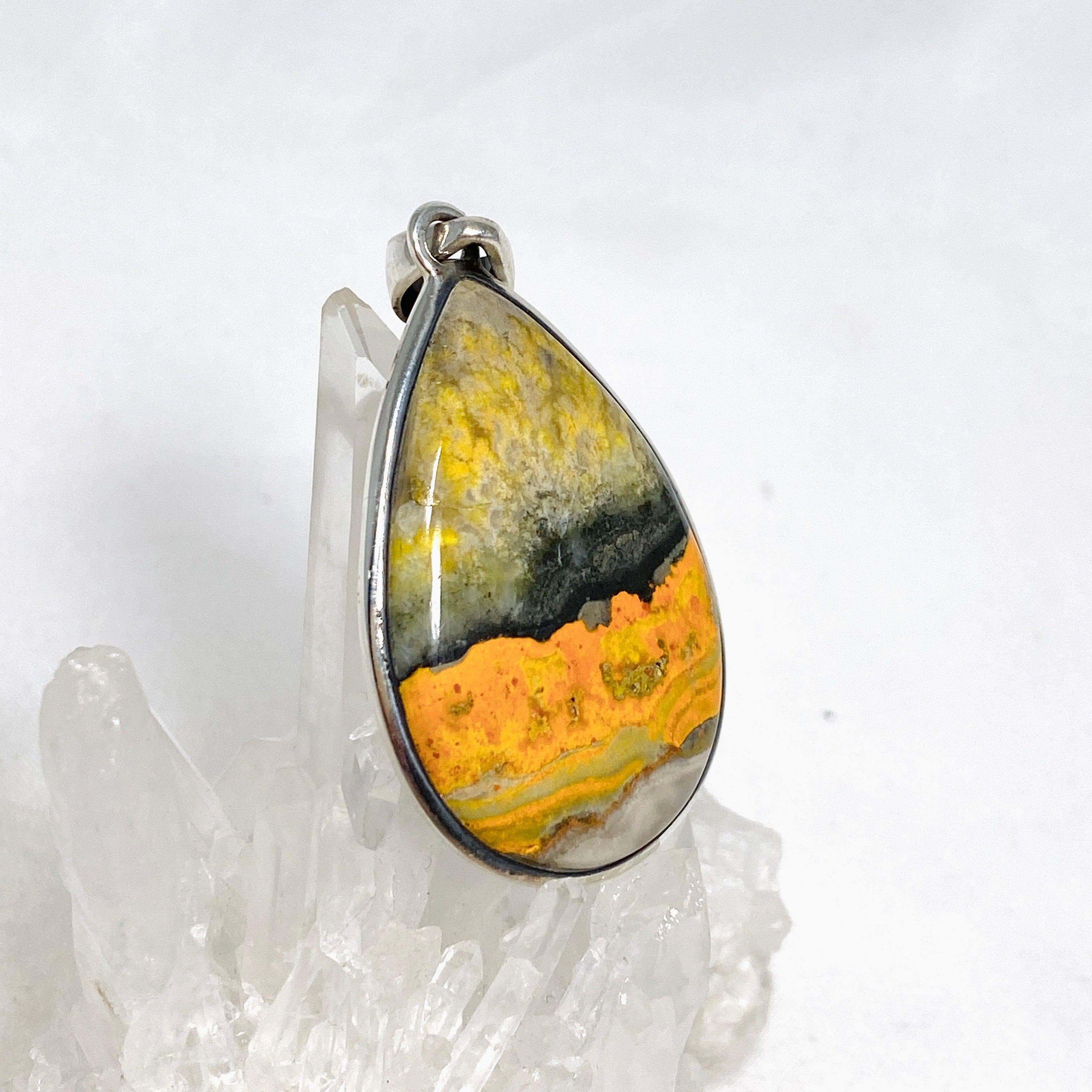Bumblebee Jasper Teardrop Pendant Necklace PPGJ660 - Natural Stone Jewelry for Women, Healing Crystal Gift for Meditation & Spiritual Protection