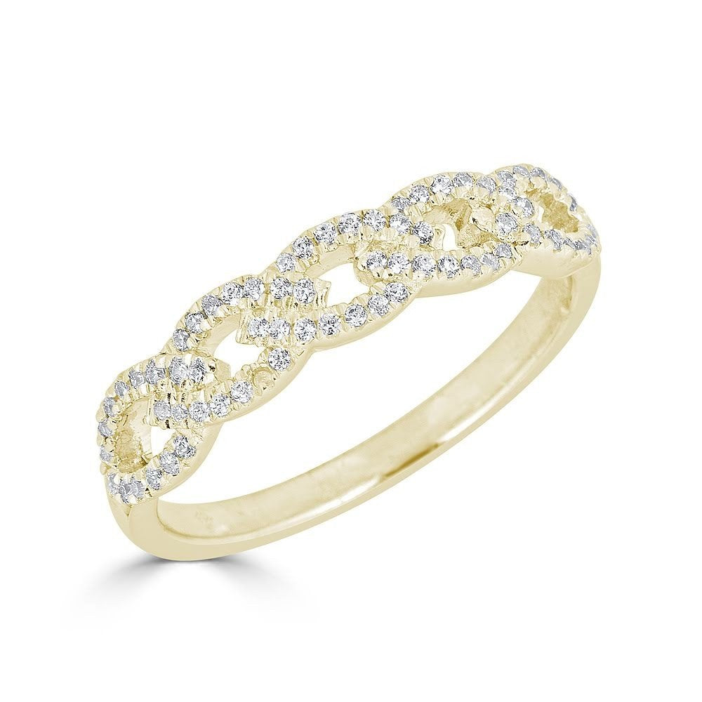 14KT Gold 1/5 CTW Marquise Diamond Pave Link Band Ring - Elegant Wedding Band, Anniversary Gift for Her, Perfect for Special Occasions & Everyday Luxury