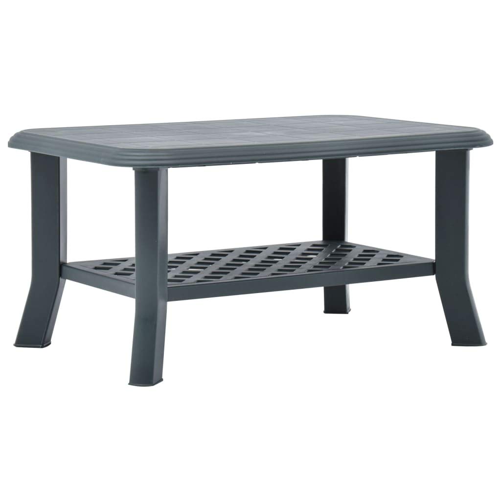 Green Plastic Outdoor Coffee Table with Storage Shelf - 35.4