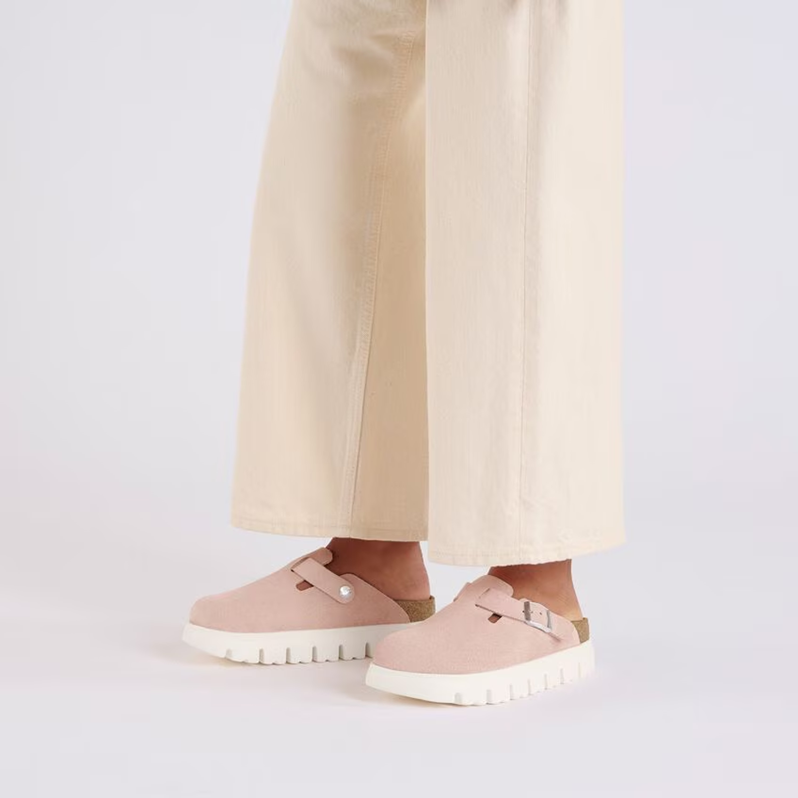 Birkenstock Boston Chunky Narrow Clog for Women - Light Rose Suede | Comfortable House Shoes for Relaxing at Home, Casual Outings & Errands