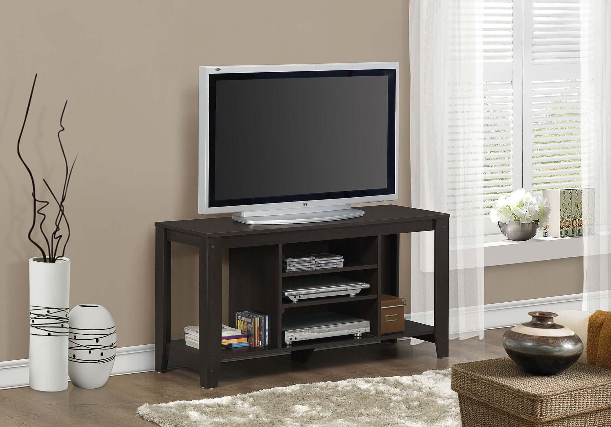 48L Modern Cappuccino TV Stand with Storage - Stylish Entertainment Center for Living Room, Bedroom & Home Theater