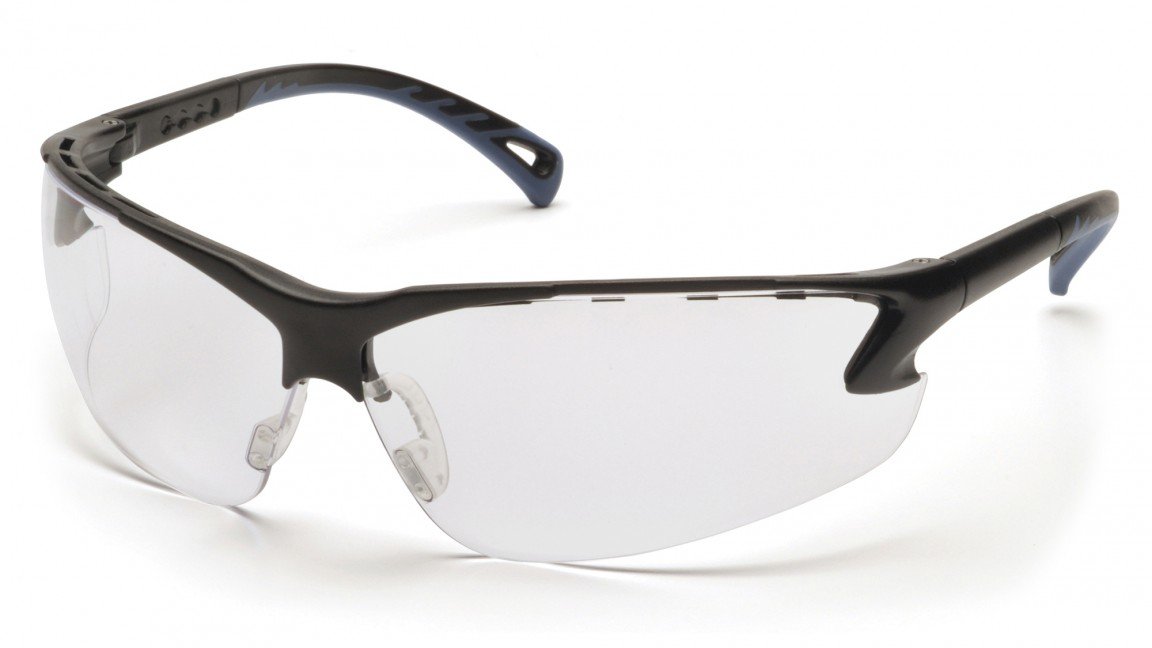 Pyramex SB5710D Venture 3 Safety Glasses - Black Frame with Clear Lens (12 Pack) - ANSI Z87.1 Certified for Construction, Woodworking & DIY Projects