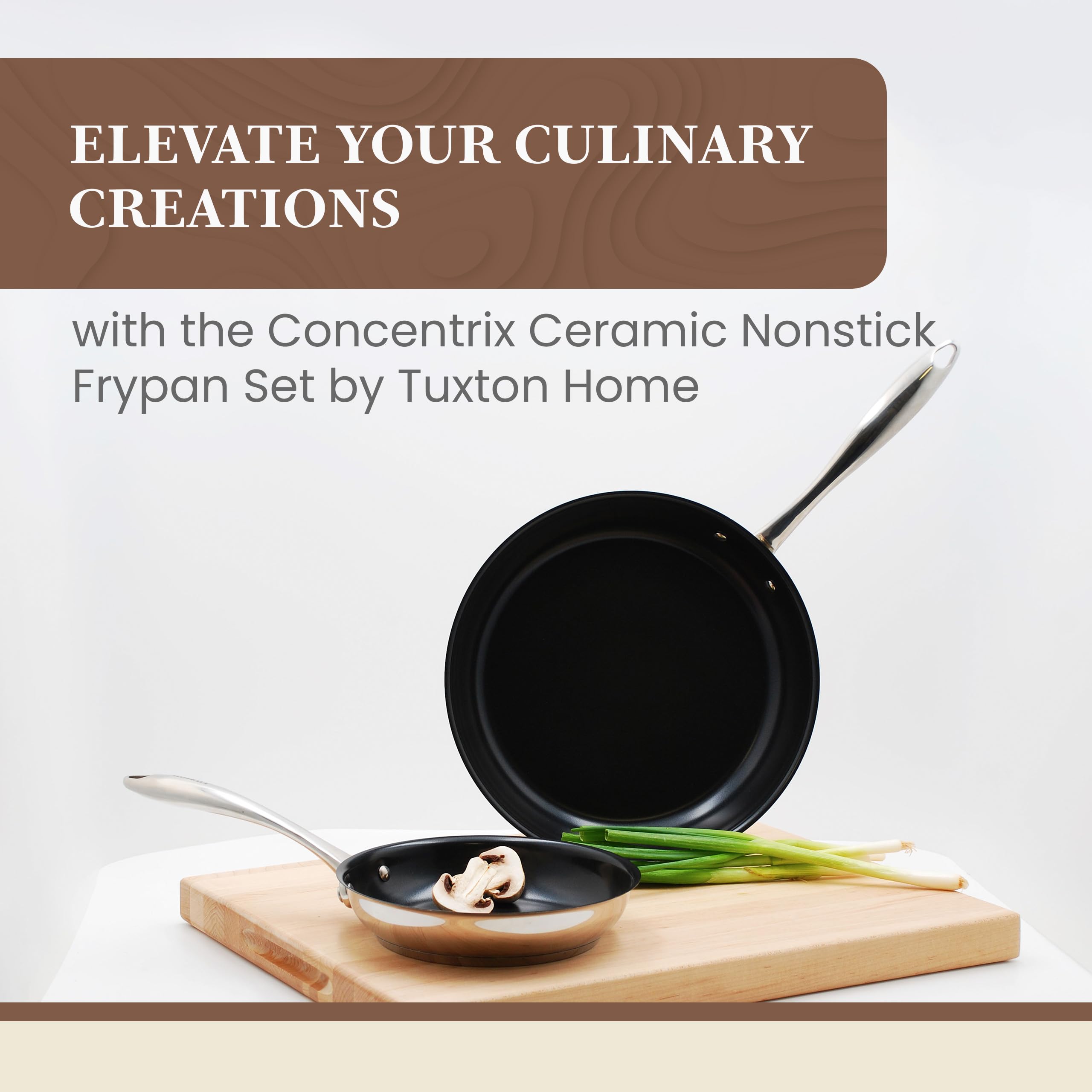 Non Stick Frying Pan Set - 2-Piece Stainless Steel Cookware with Ceramic Coating (8