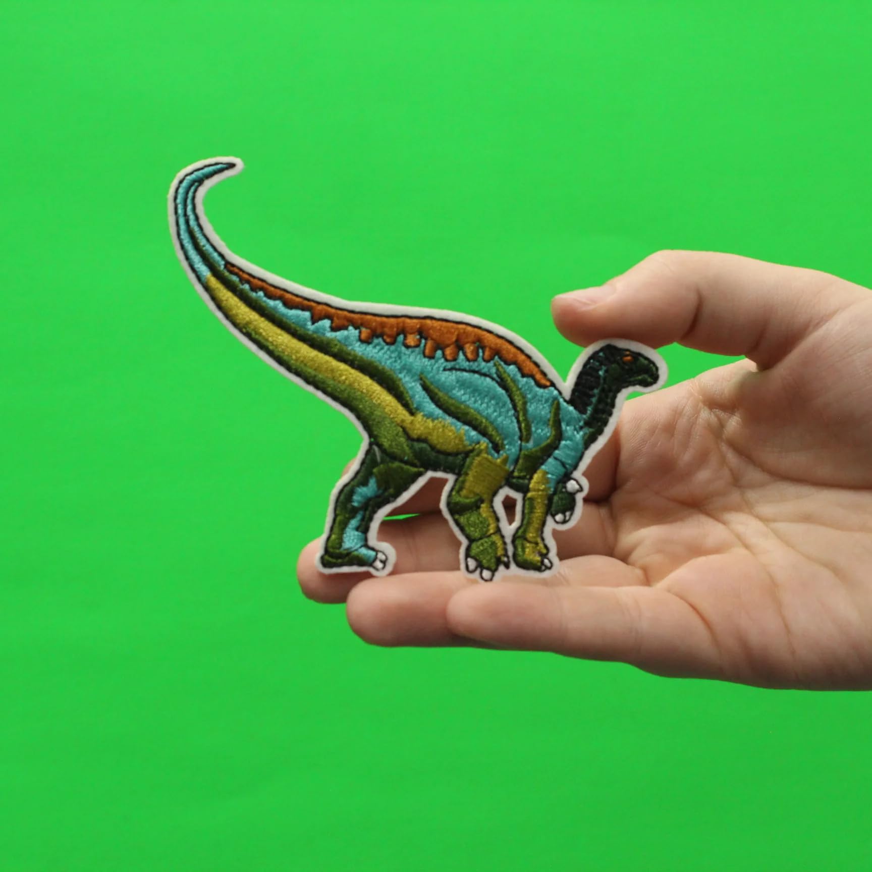 Brontosaurus Dinosaur Iron On Patch - Colorful Embroidered Applique for DIY Crafts, Jackets, Backpacks & Costume Design
