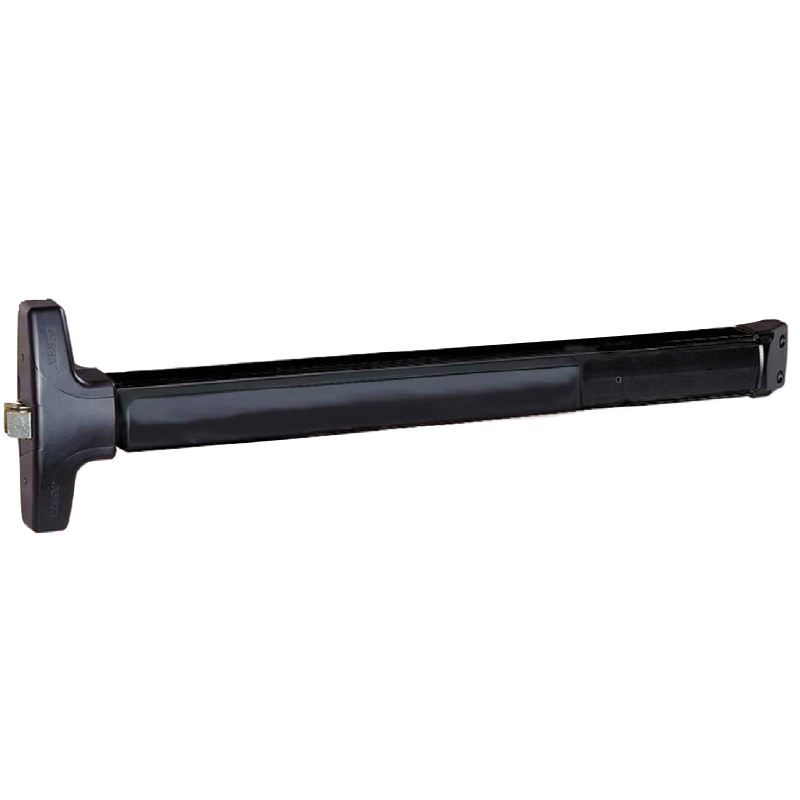 Detex V40W HD 711 Wide Stile Rim Exit Device - Weatherproof Hex Dogging with 99 Surface Strike & 48 Bar - Non-Handed Satin Black Anodized Aluminum for Commercial Buildings & Emergency Exits