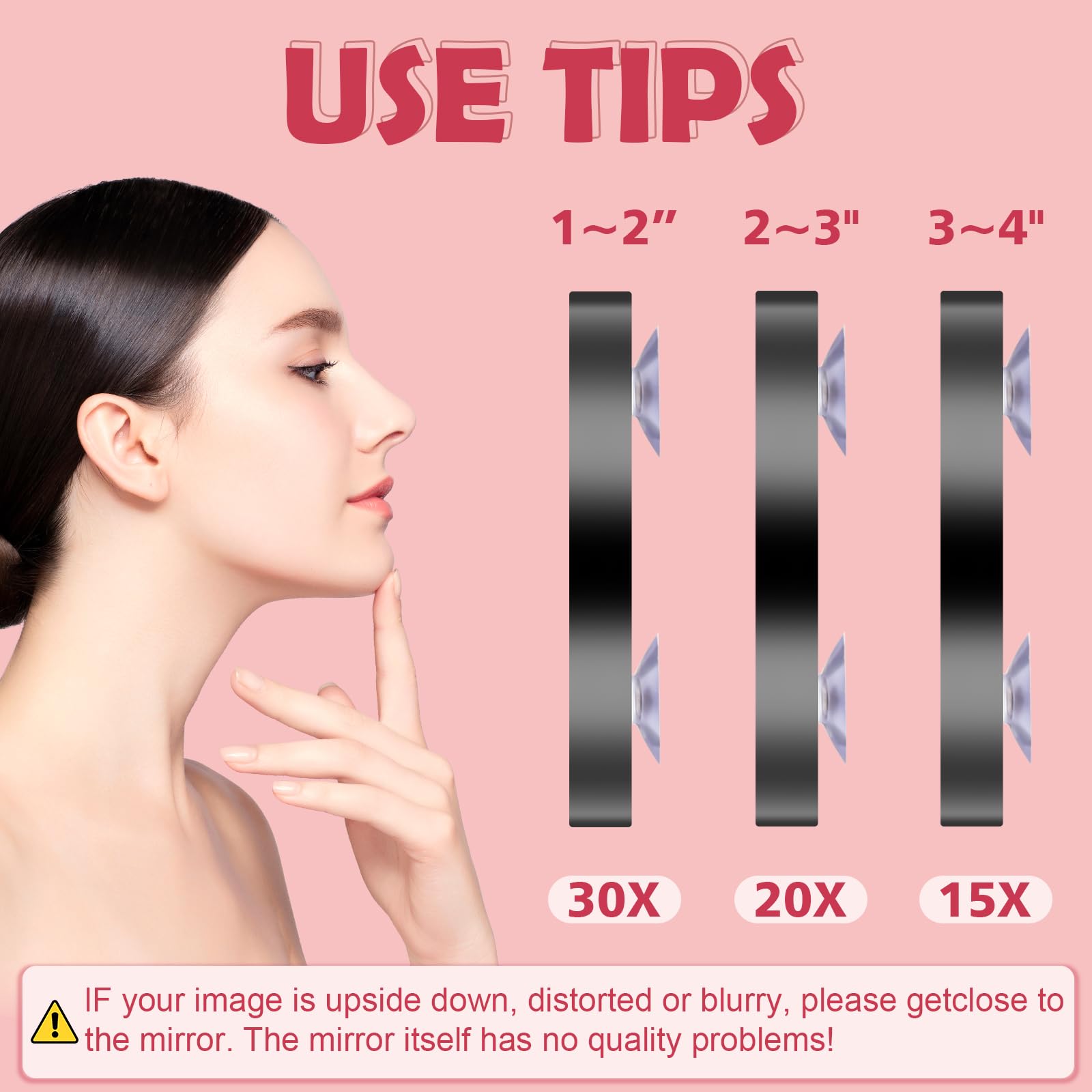 6X Magnifying Mirror with Suction Cup - 3.5in Portable Travel Makeup Mirror (1X-30X) for Bathroom & Vanity