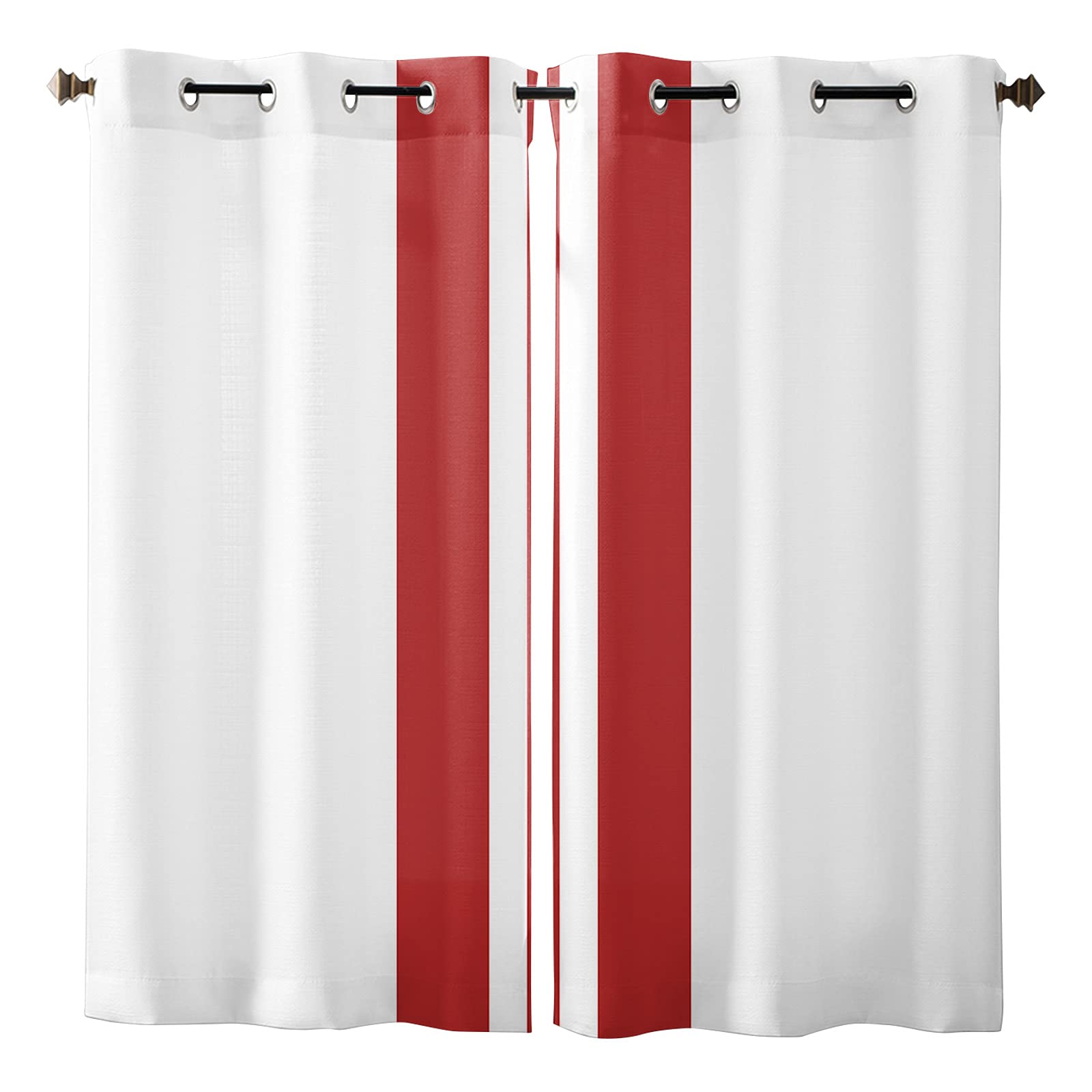 Holiday Themed Red Stripes Sheer Curtains for Window Treatment - 2 Panels Kitchen Tier Grommet Draperies, 90 Inch Length for Living Room, Bedroom, Patio & Sliding Glass Door - Perfect for Christmas Decor, Seasonal Home Decor & Cozy Indoor Ambiance