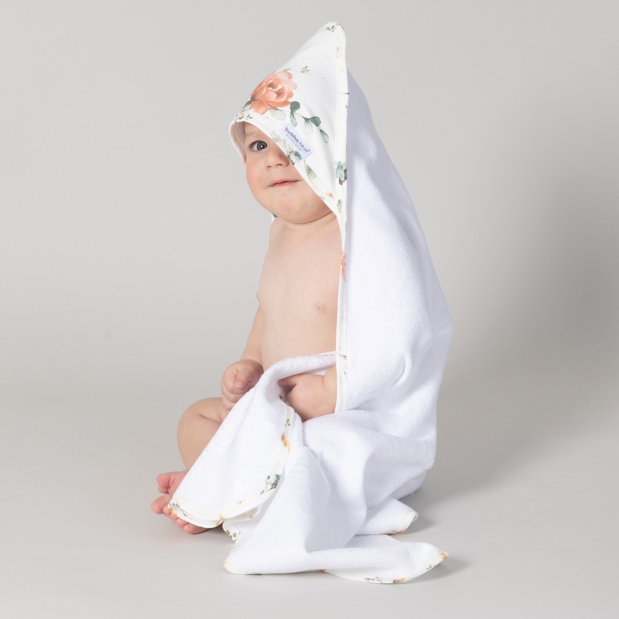Soft & Absorbent Peonies Bamboo 2-Pack Hooded Baby Towels for Bath Time, Swimming & Spa - Hypoallergenic & Eco-Friendly