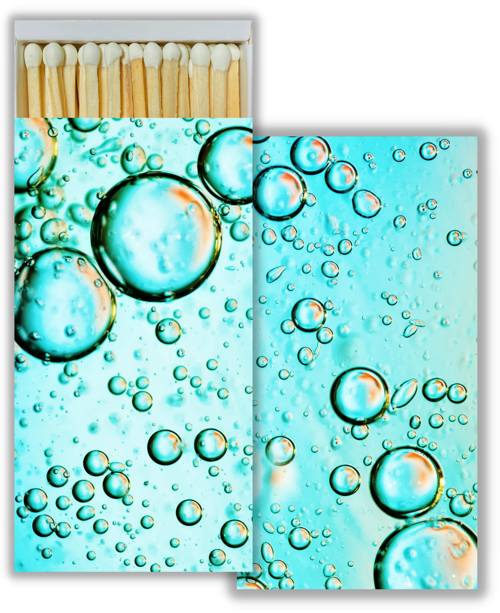 Decorative Air Bubble Matchbox with Wooden Matches - Premium Matches for Lighting Candles, Fireplaces, Grills & Campfires | Vintage-Style Matchbox for Home Decor, Parties & Emergency Kits