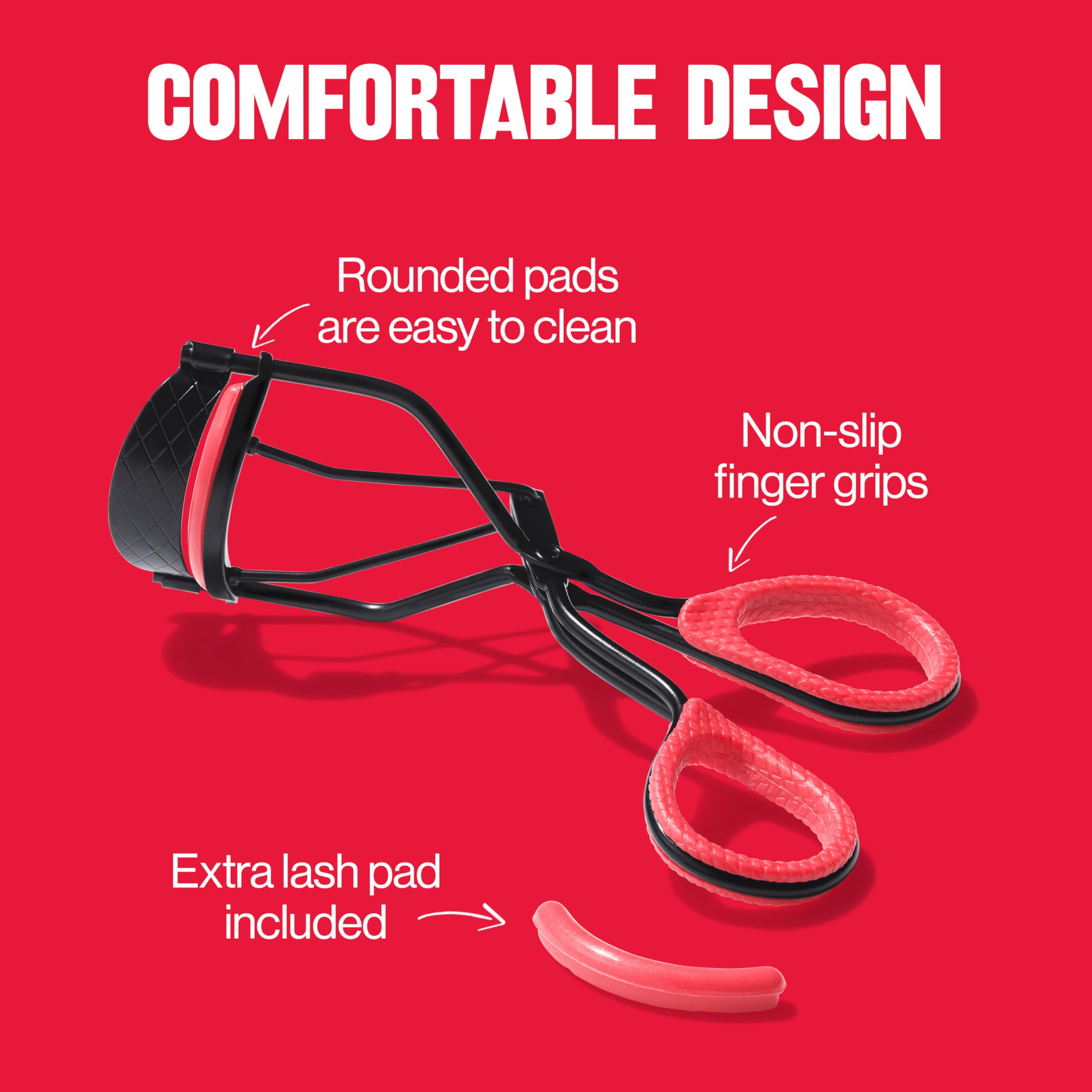Revlon Extra Curl Eyelash Curler - Non-Slip Finger Grips for All Day Dramatic Curls | Easy to Use Lash Curling Tool for Natural or Glam Makeup Looks | Perfect for Daily Use, Special Occasions & Professional Makeup Artists