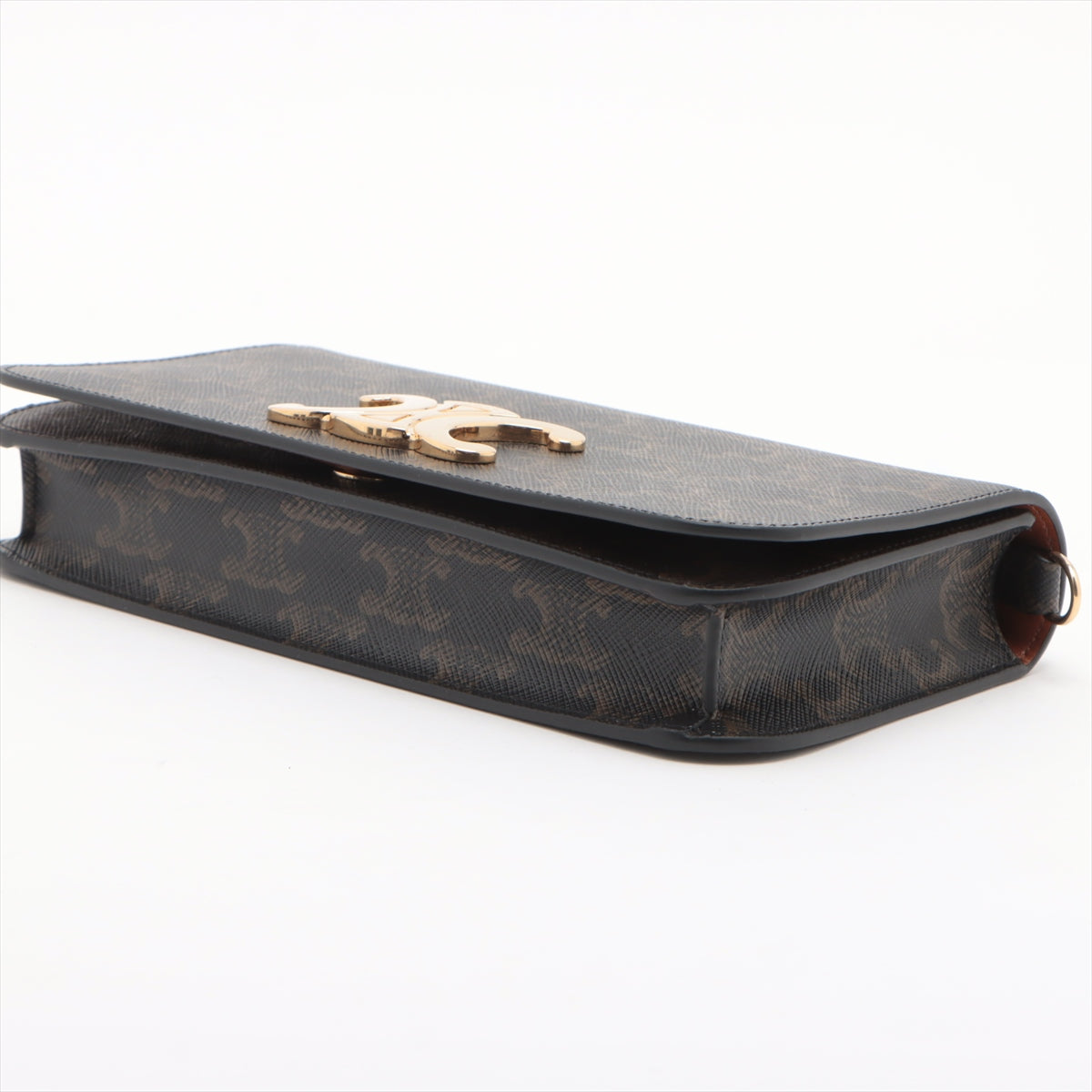 Celine Triomphe Canvas Chain Shoulder Bag for Women - Luxury Designer Crossbody Purse with Gold Chain Strap, Perfect for Date Night & Evening Events