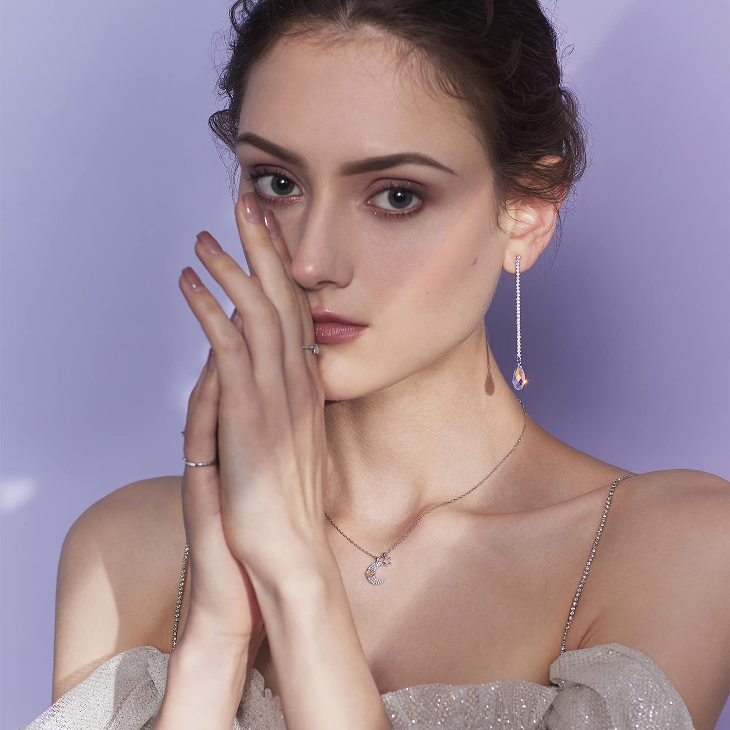 Meissa Teardrop Dangle Earrings for Women - Elegant Silver Statement Jewelry for Prom, Wedding & Bridal Accessories | Perfect for Evening Parties, Date Nights & Special Occasions