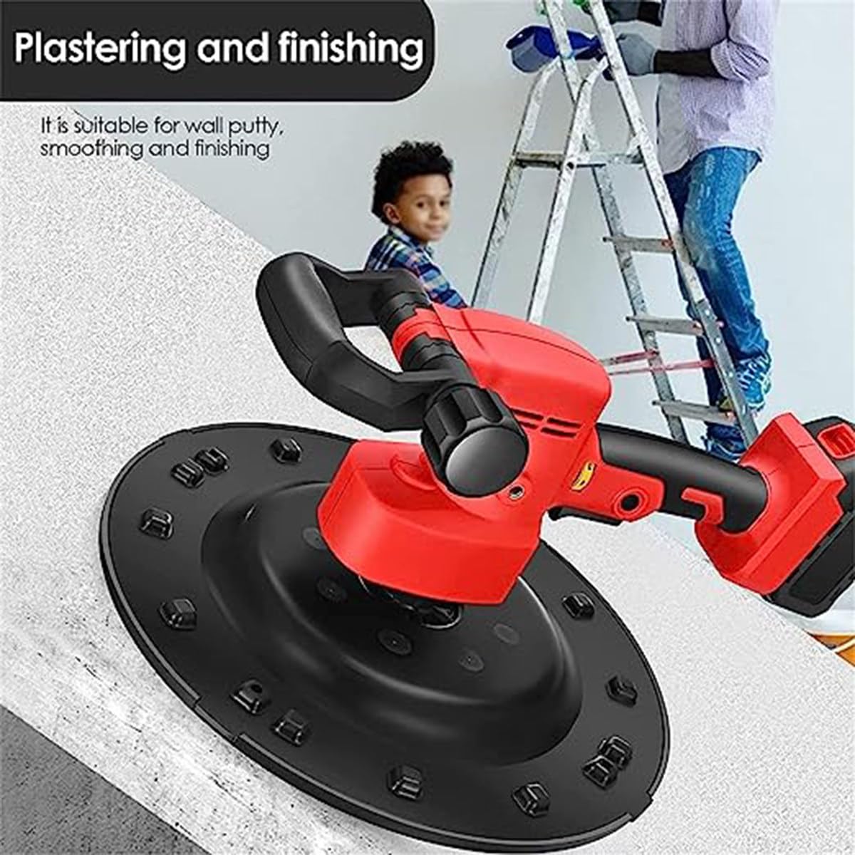 1680W Brushless Lithium Battery Concrete Cement Mortar Wall Polisher - 10 Batteries & 2 Chargers Included - Perfect for Construction, Renovation, and DIY Home Improvement Projects