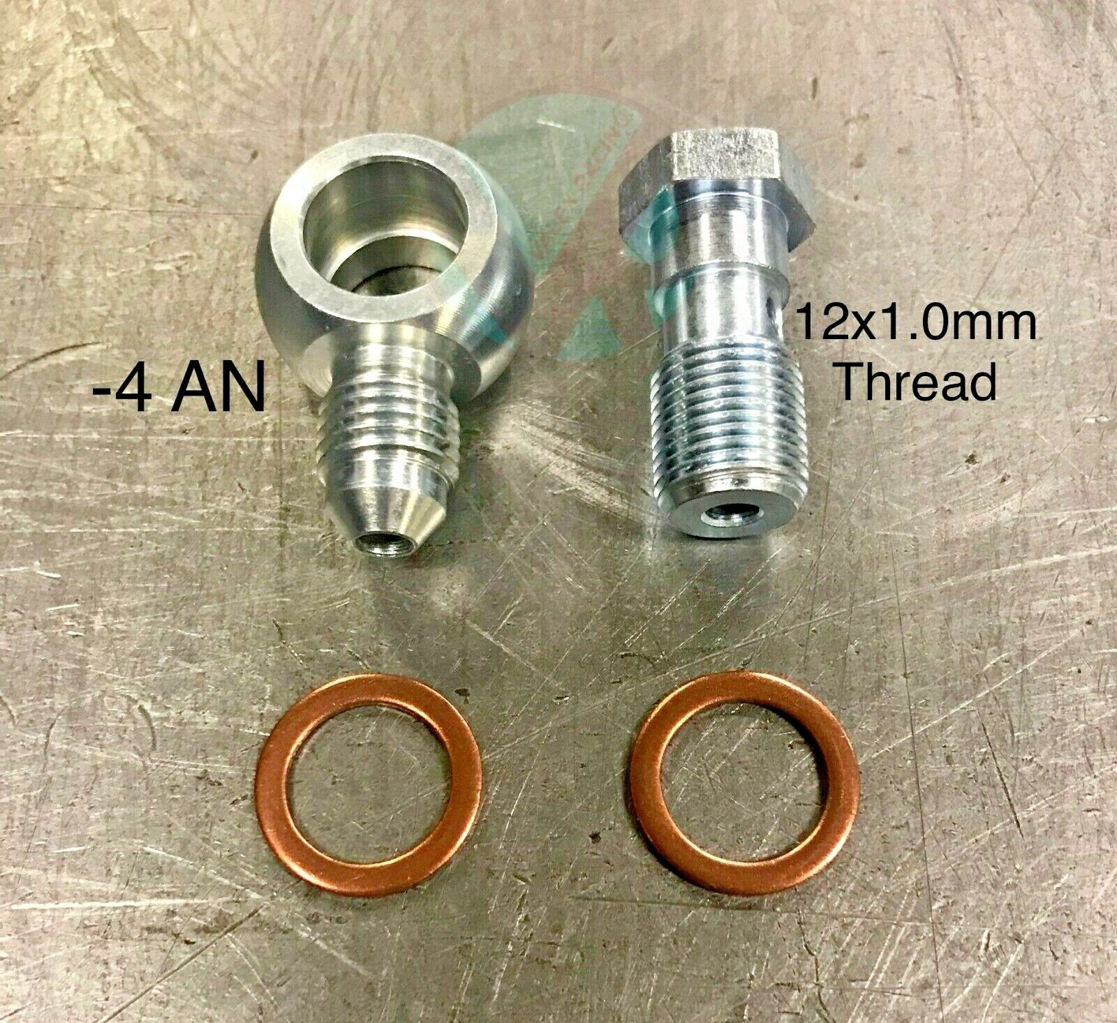 2 Pack Steel Banjo Bolt Fittings M12 x 1.0 (Metric 12mm) to 3AN 3 AN3 Pair - High Pressure Fuel Line Adapter for Automotive, Motorcycle & Hydraulic Systems