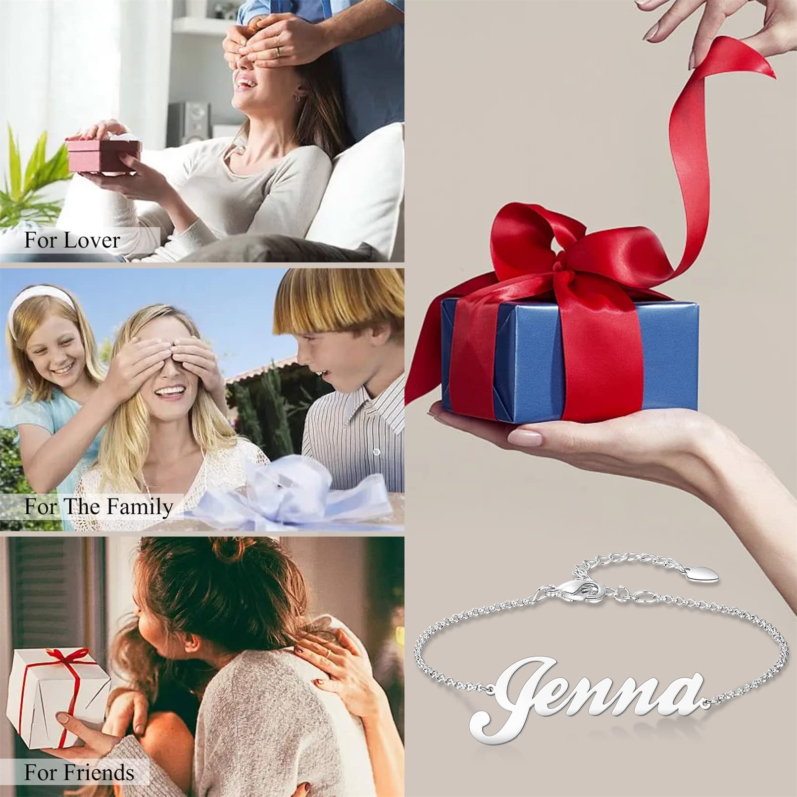 Personalized Name Bracelet for Women & Girls - Custom Engraved Nameplate Charm Bracelet Adjustable for Any Name - Perfect Gift for Birthday, Anniversary, Beach Vacation & Everyday Wear