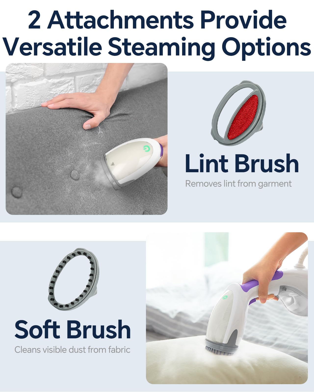 BEAUTURAL Portable Handheld Steamer for Clothes - 30-Second Fast Heat-up Fabric Wrinkle Remover with Large Detachable Water Tank & Auto-Off - Perfect for Travel, Home, and Office Use