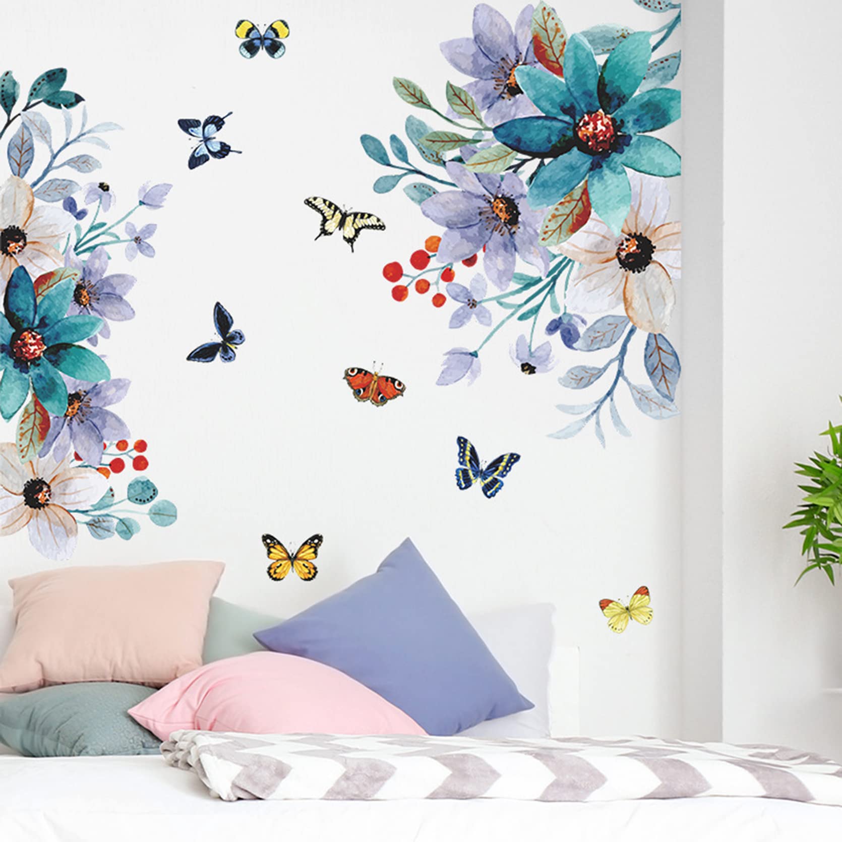 Peel and Stick Flower Wall Decals - Floral Removable Wall Stickers for Girls Bedroom, Living Room, Nursery, Office, Bathroom & Kids Room Decor | Perfect for Home, Wedding, Party & DIY Wall Decor