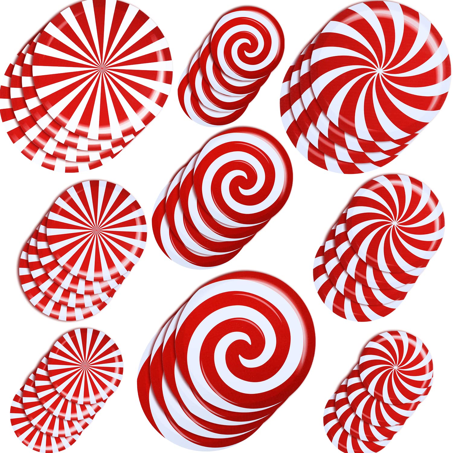 Outus 33-Piece Peppermint Floor & Wall Decals - Christmas Window Stickers for Holiday Decor, Candy-Themed Party Supplies (Style 2) - Perfect for Home, Office & Classroom Xmas Decorations