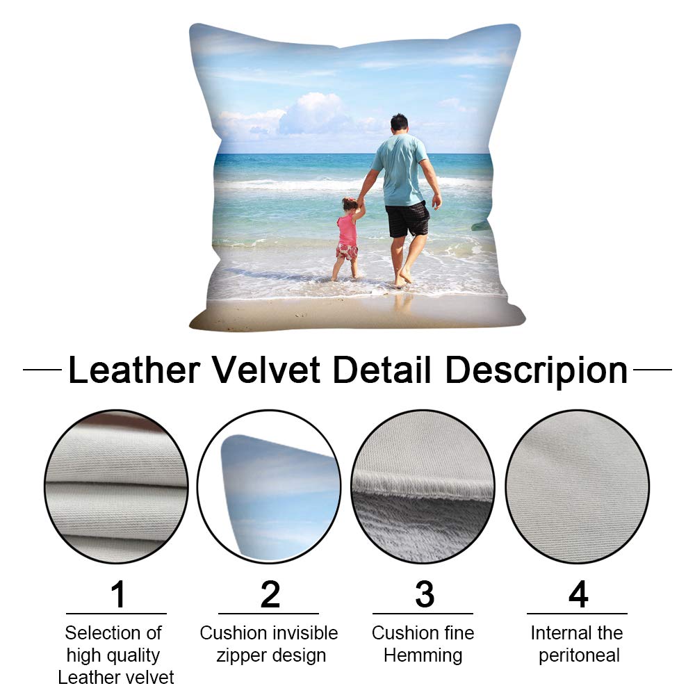 Custom Photo Pillow 24x24 Inch - Personalized Throw Pillow with Text & Picture - Pet Memorial Gift for Birthday, Christmas - Home Decor, Couch, Bedroom, Nursery