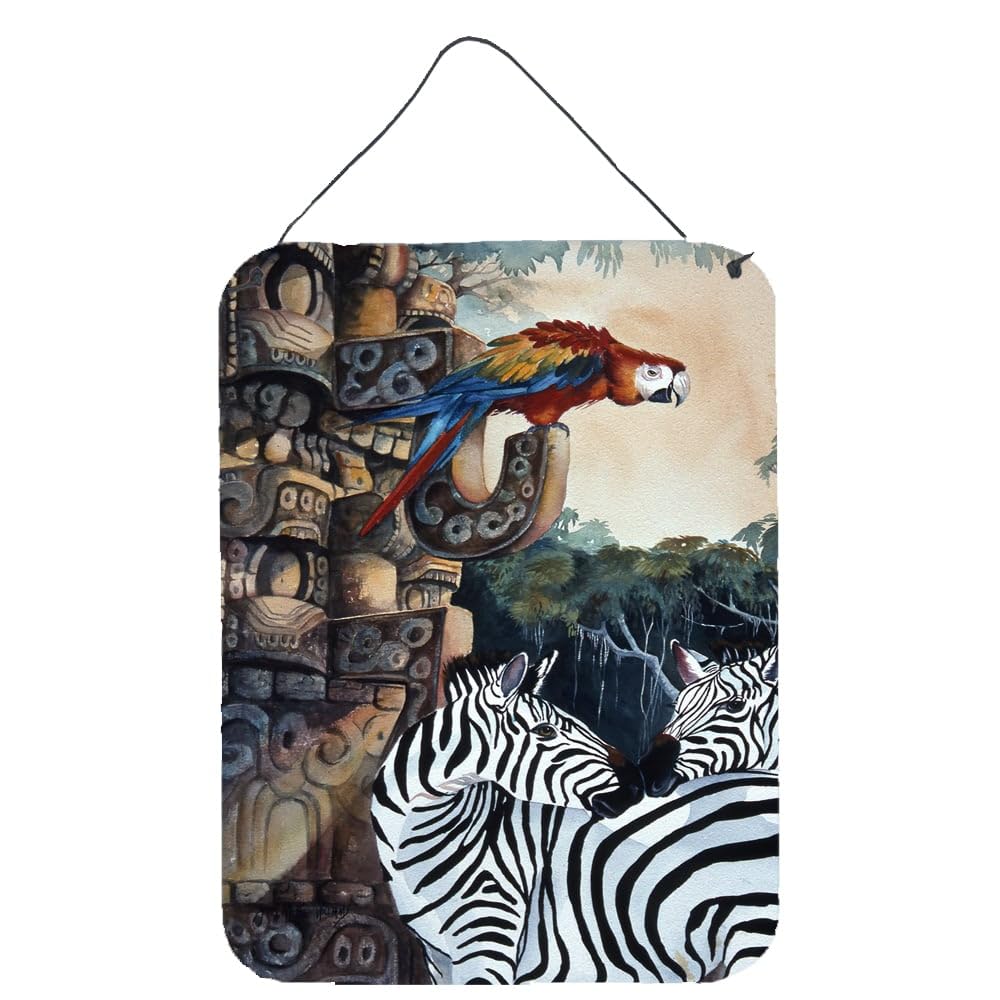 Zebras and Parrots Wall Art - 12x16 Aluminum Metal Sign for Kitchen, Bar, Bathroom & Front Door Decor | Colorful Home Plaque | Durable Indoor/Outdoor Hanging Print