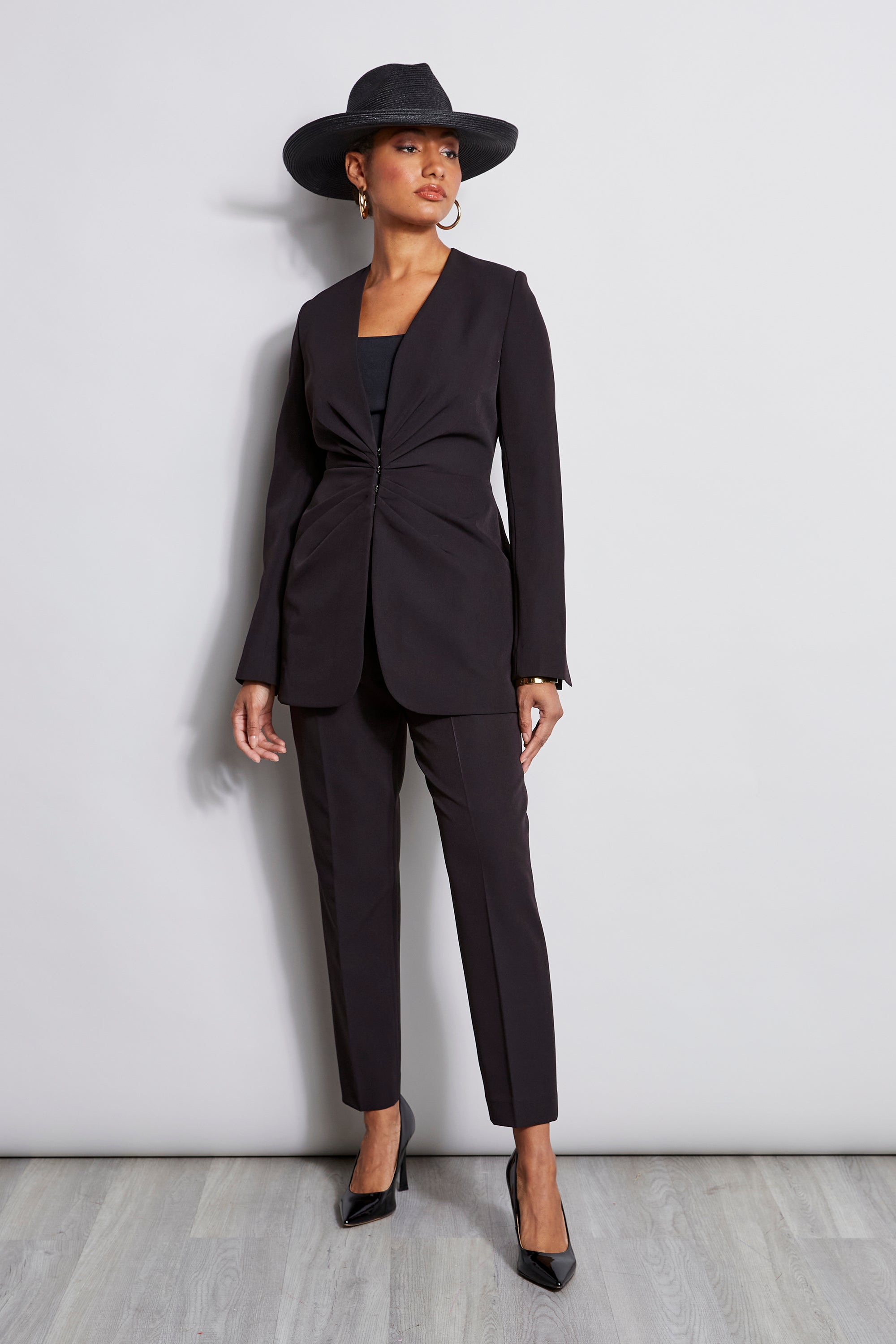 Stylish Pleat Detail Blazer for Women - Elegant Office & Formal Wear - Perfect for Business Meetings, Weddings & Special Occasions
