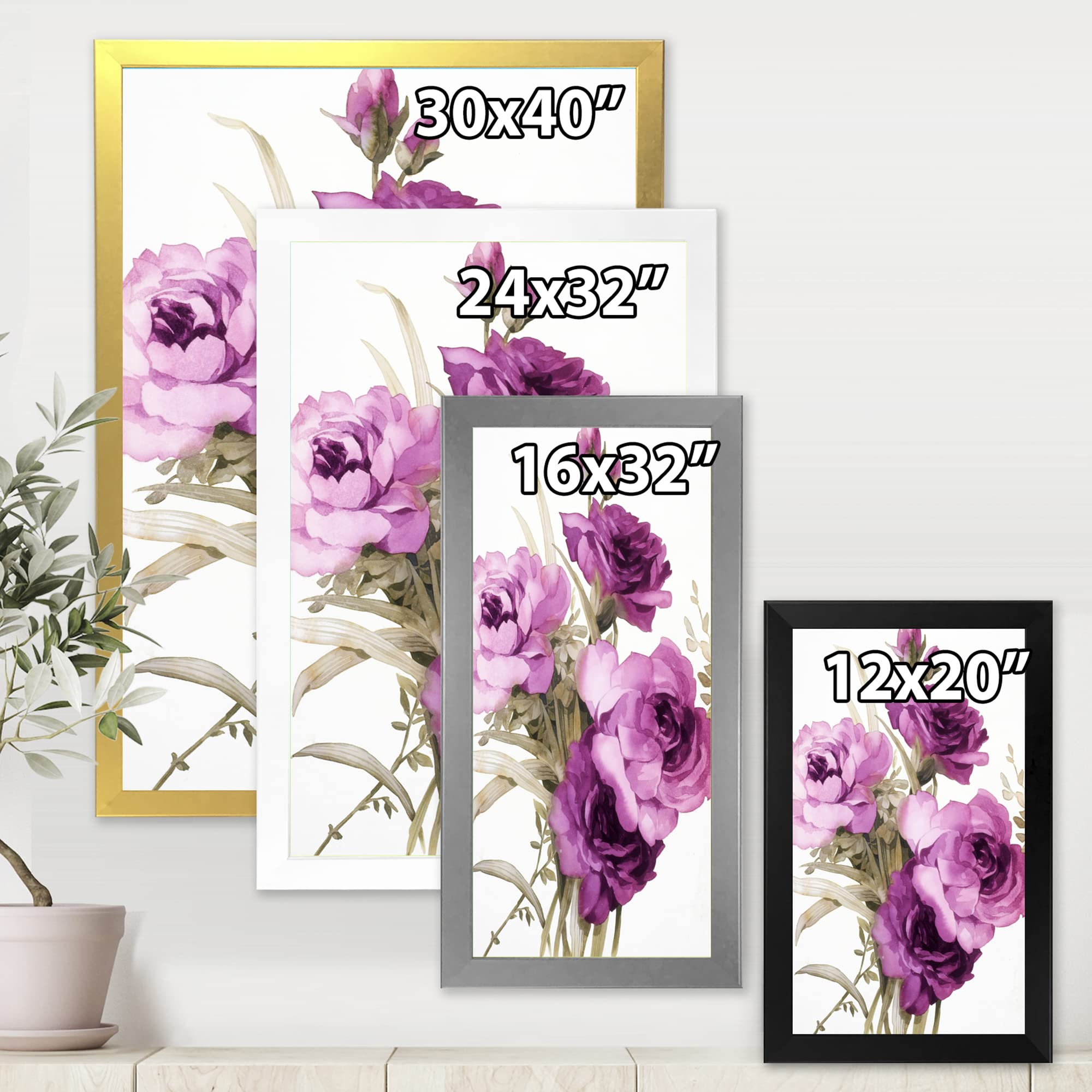 DesignQ Yellow Blooming Tulips Traditional Framed Wall Art - Hand Painted Canvas Painting for Living Room, Bedroom & Office Decor